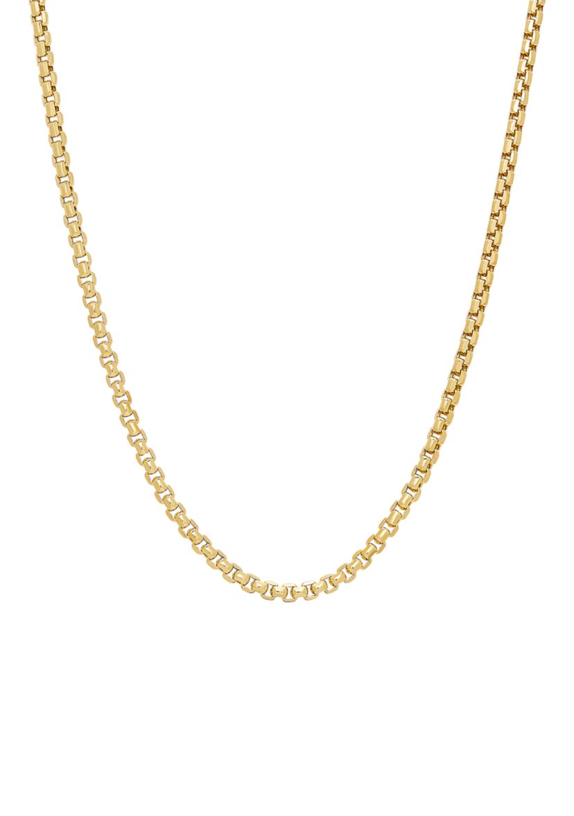 Heavy Hollow Round Box Chain in 14K Yellow Gold