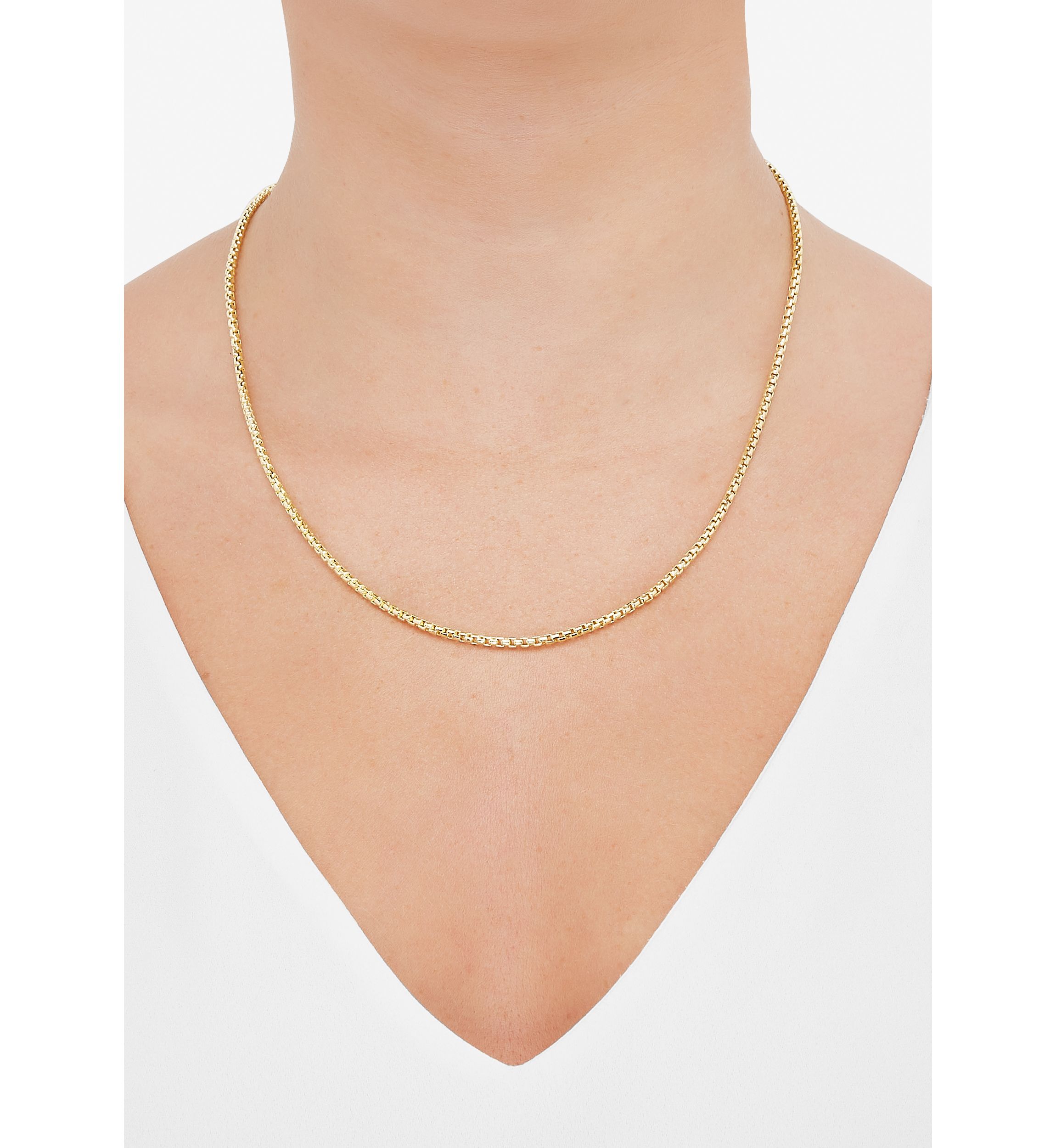 Heavy Hollow Round Box Chain in 14K Yellow Gold