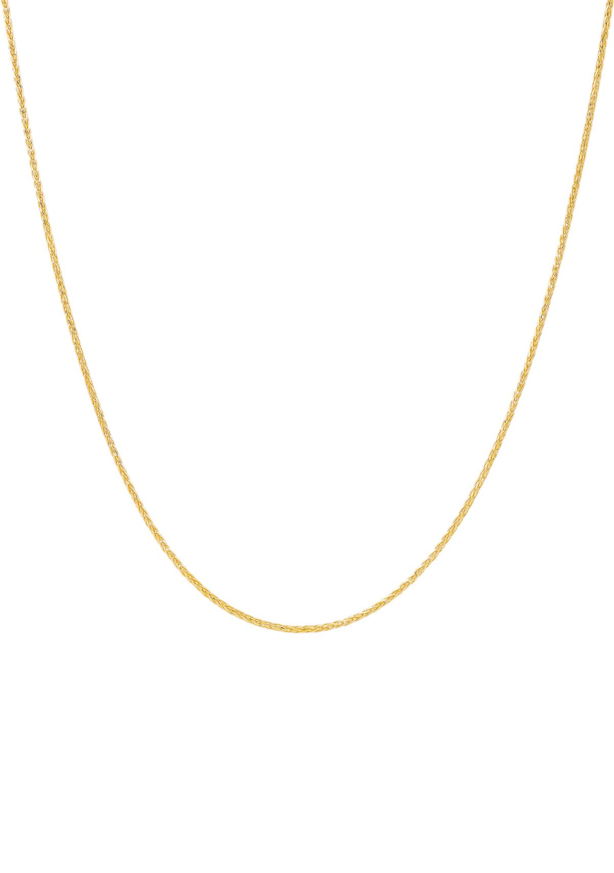 Solid Round 12 Side Wheat Chain in 14K Yellow Gold