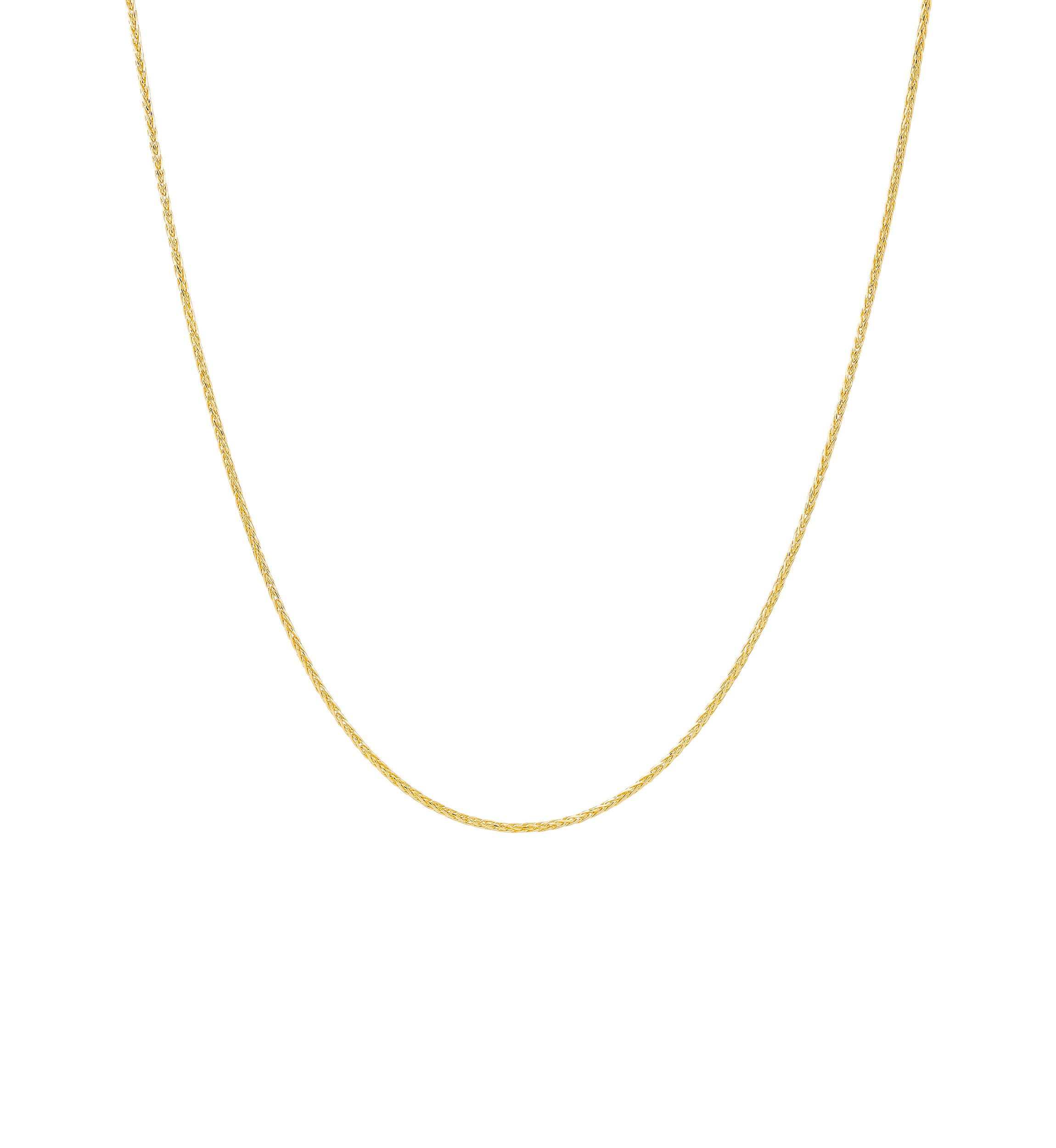 Solid Round 12 Side Wheat Chain in 14K Yellow Gold