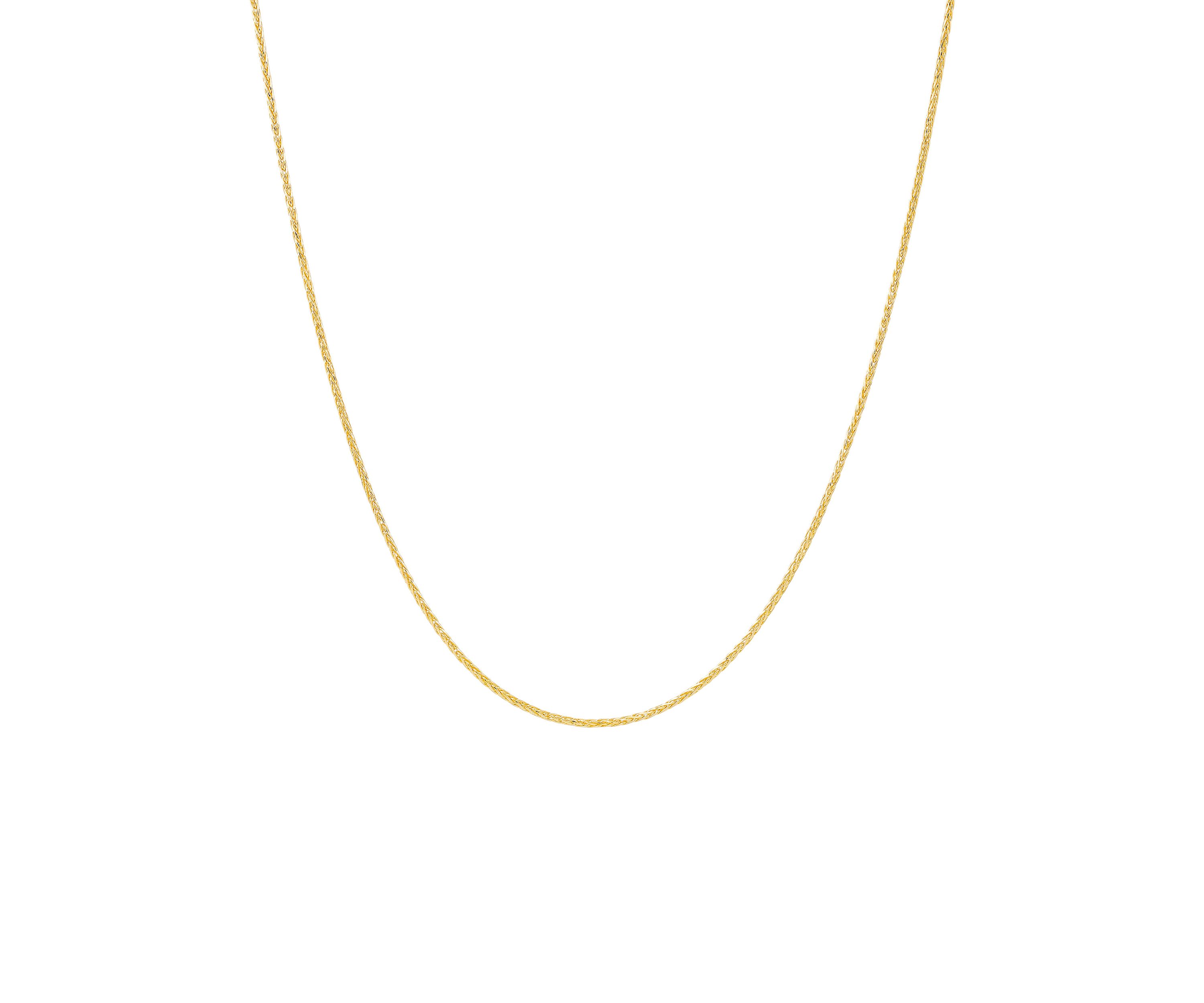 Solid Round 12 Side Wheat Chain in 14K Yellow Gold