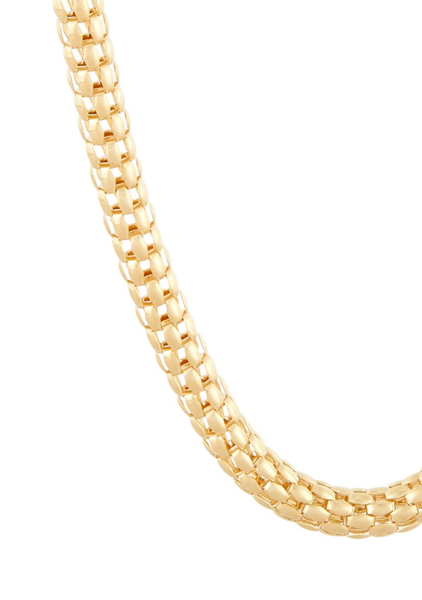 14K Yellow Gold 4.5 Millimeter Hollow Popcorn Chain Necklace