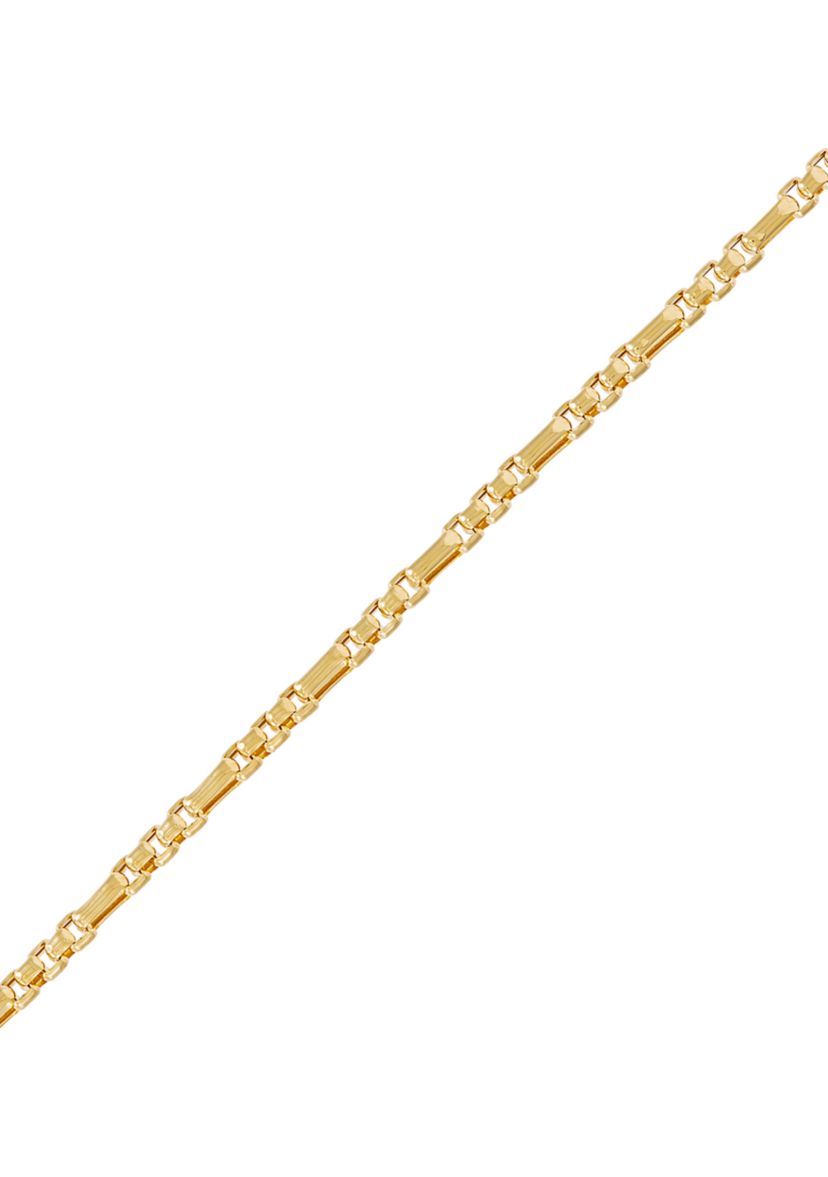 Hollow Alternated Round Box Chain Necklace in 14K Yellow Gold