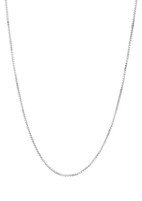 Belk & Co Solid Box Chain Necklace in 14K White Gold, 18 in