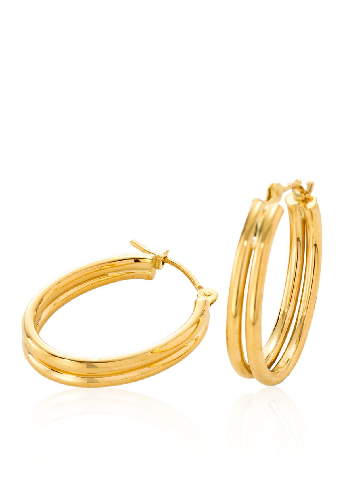 14K Yellow Gold Double Hoop Earrings