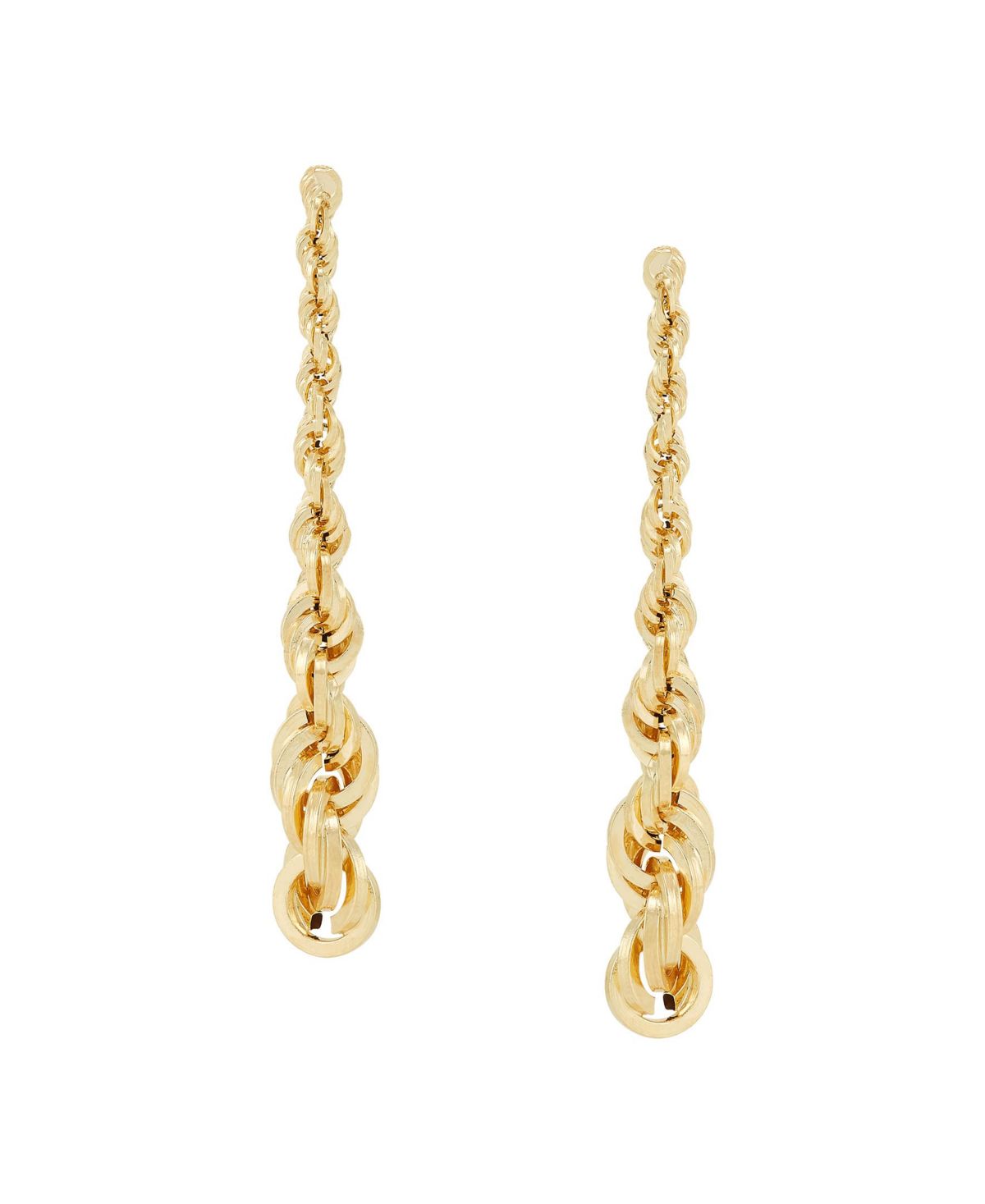 14K Yellow Gold Single Rope Drop Earrings
