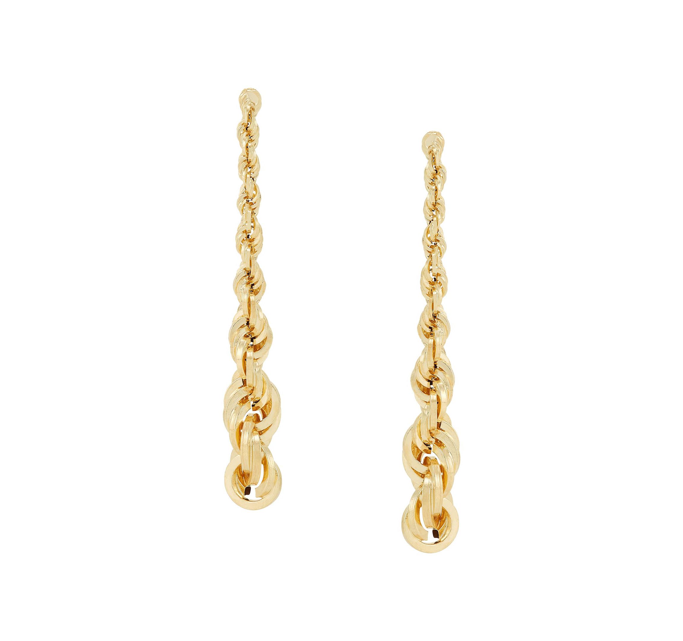 14K Yellow Gold Single Rope Drop Earrings