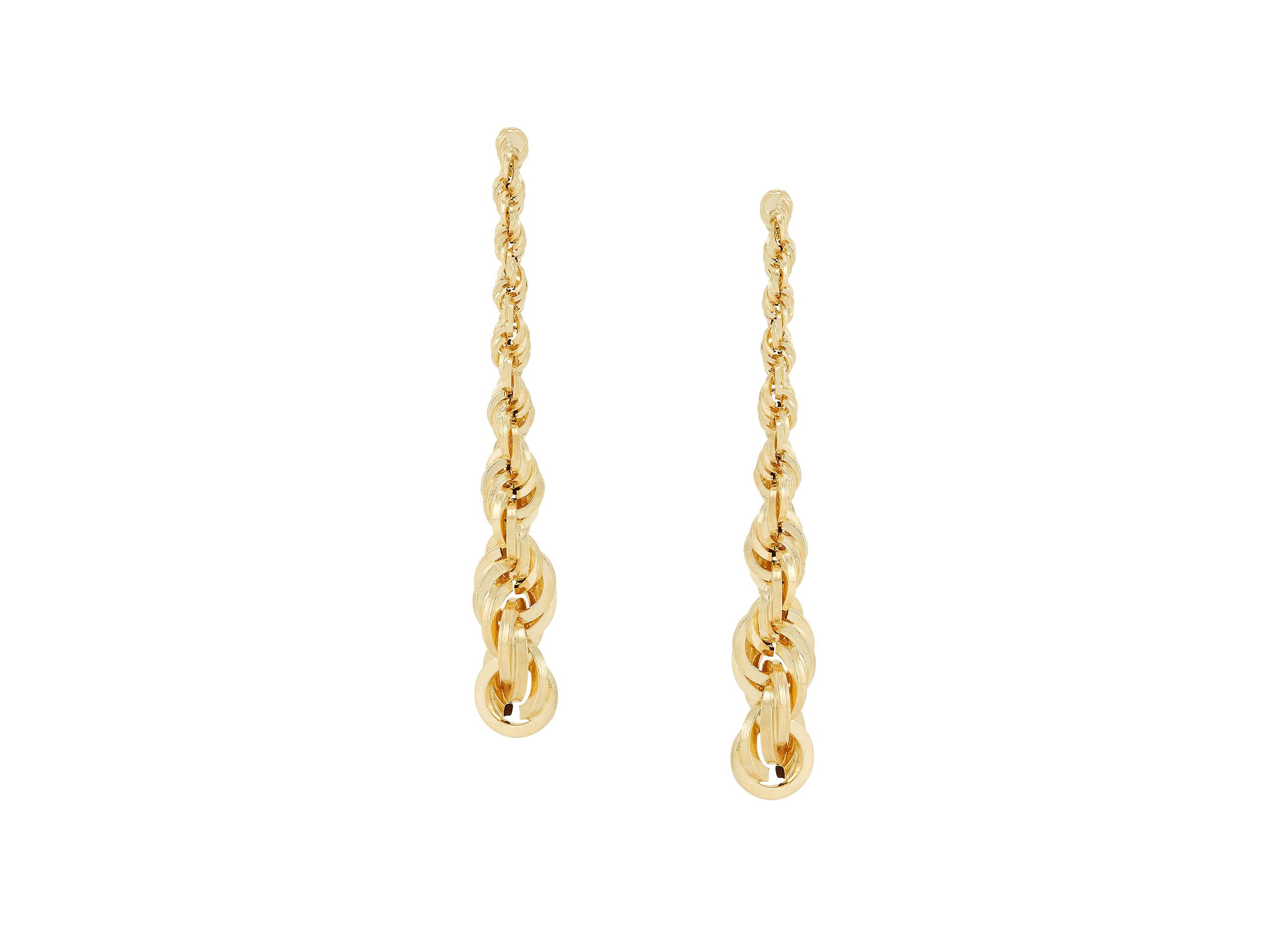 14K Yellow Gold Single Rope Drop Earrings