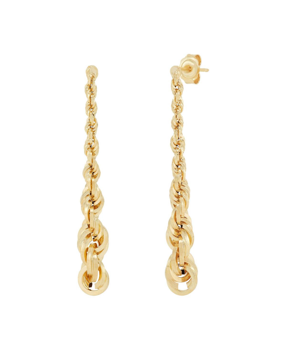 14K Yellow Gold Single Rope Drop Earrings
