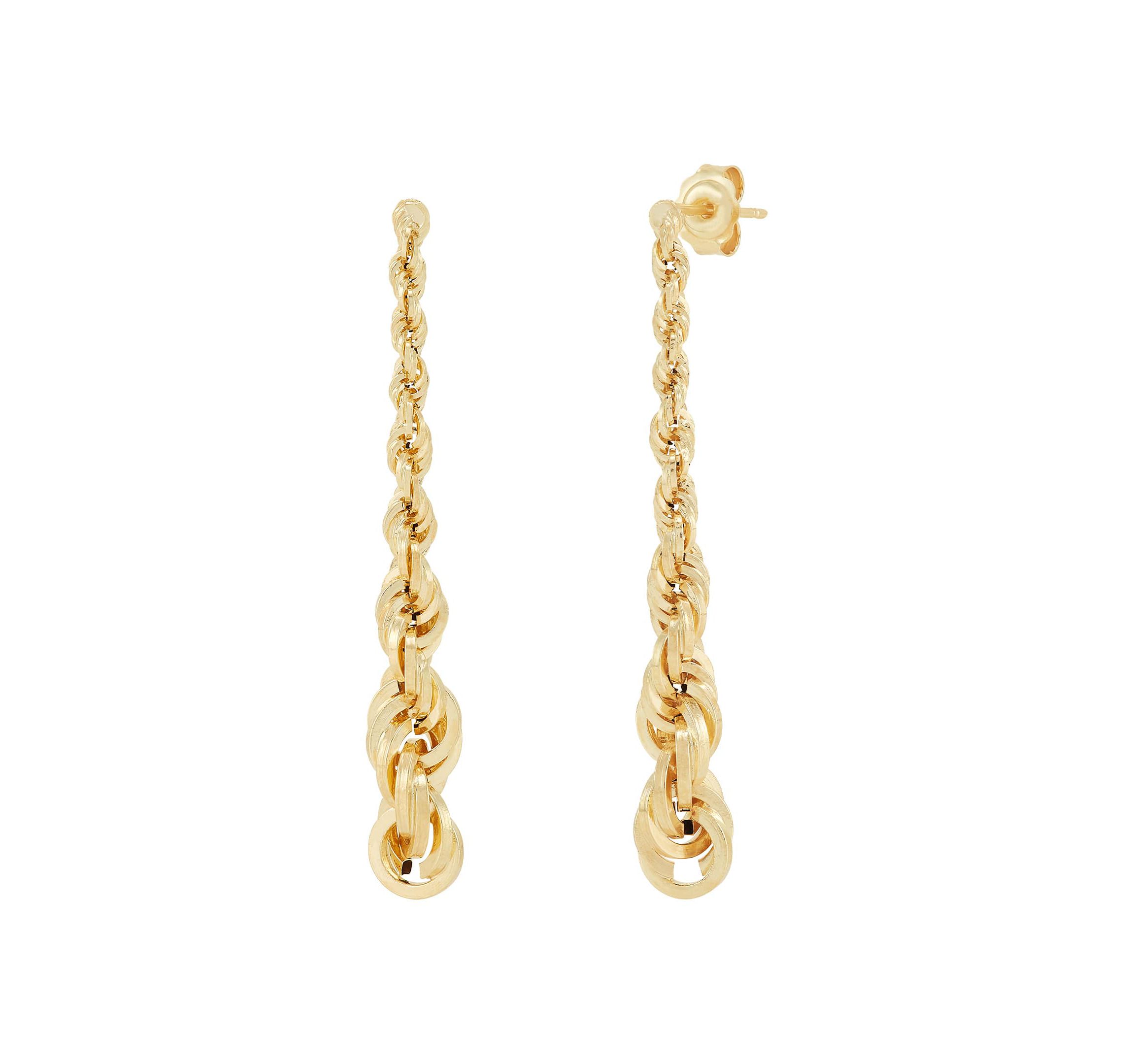14K Yellow Gold Single Rope Drop Earrings