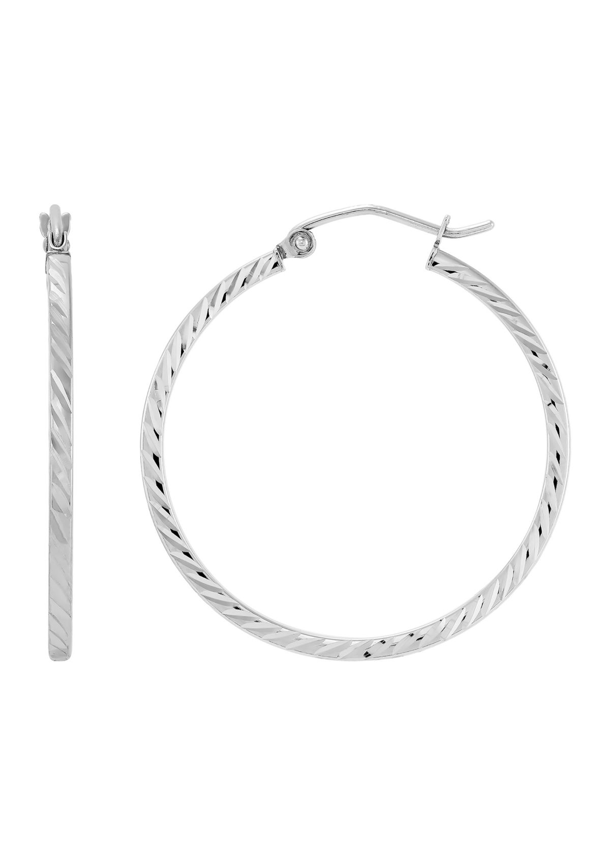 Square Hoop Earrings in 14K White Gold