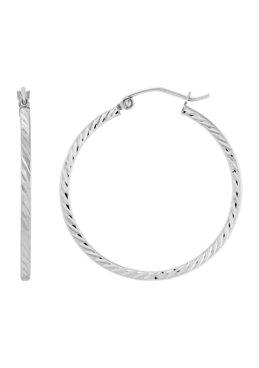 Square Hoop Earrings in 14K White Gold