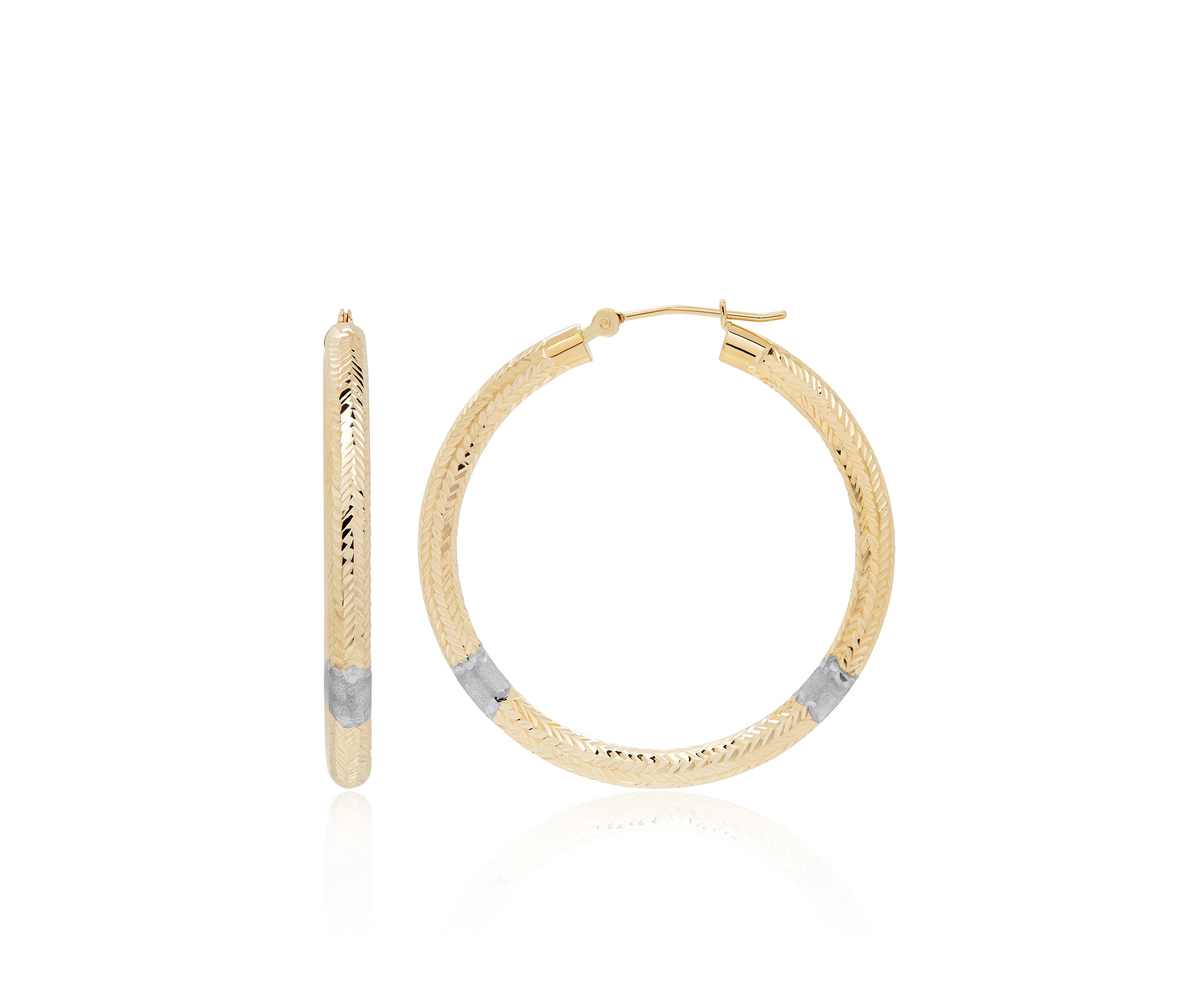 Chevron Hoop Earrings in 14K Yellow Gold