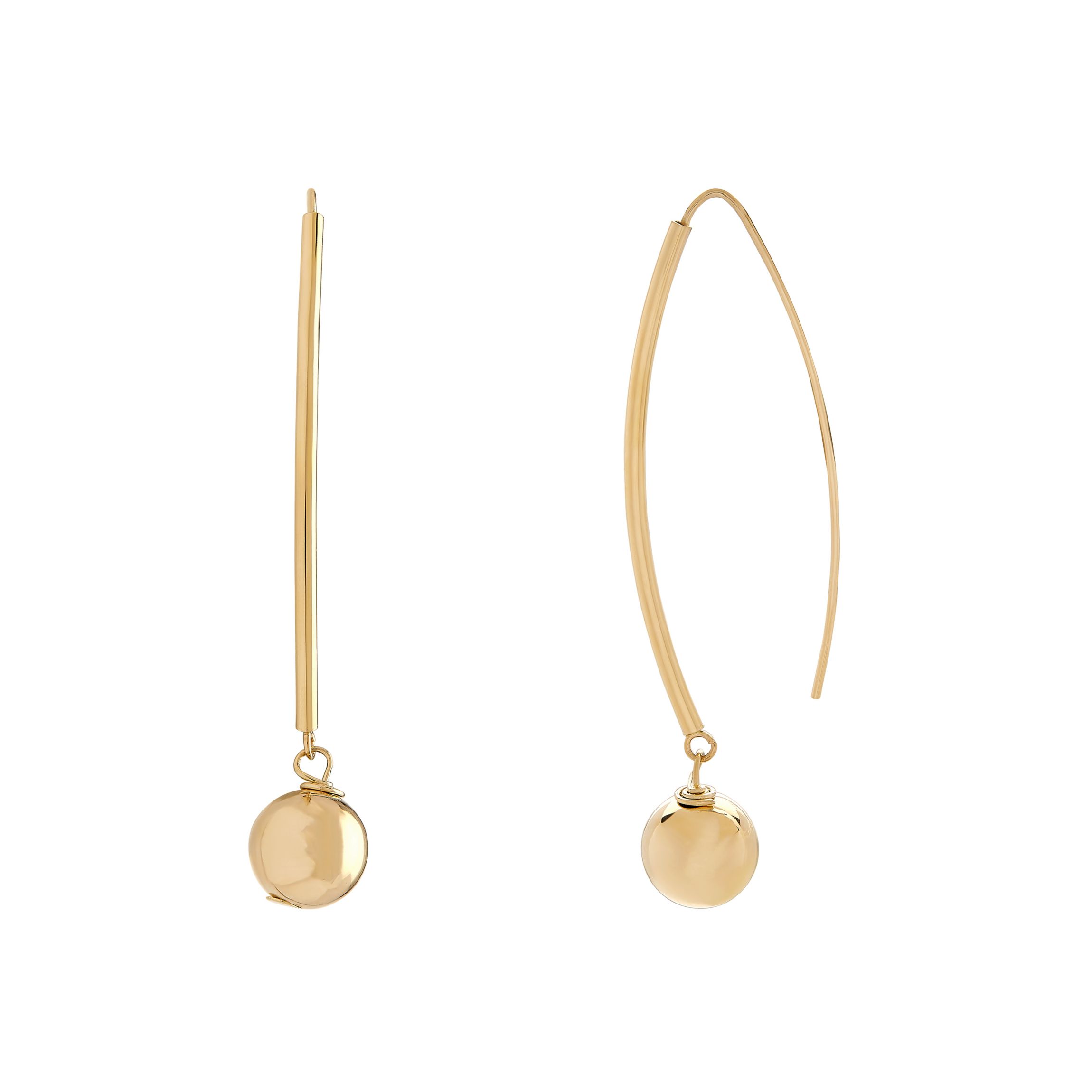 14K Yellow Gold Tube Sheild Earring