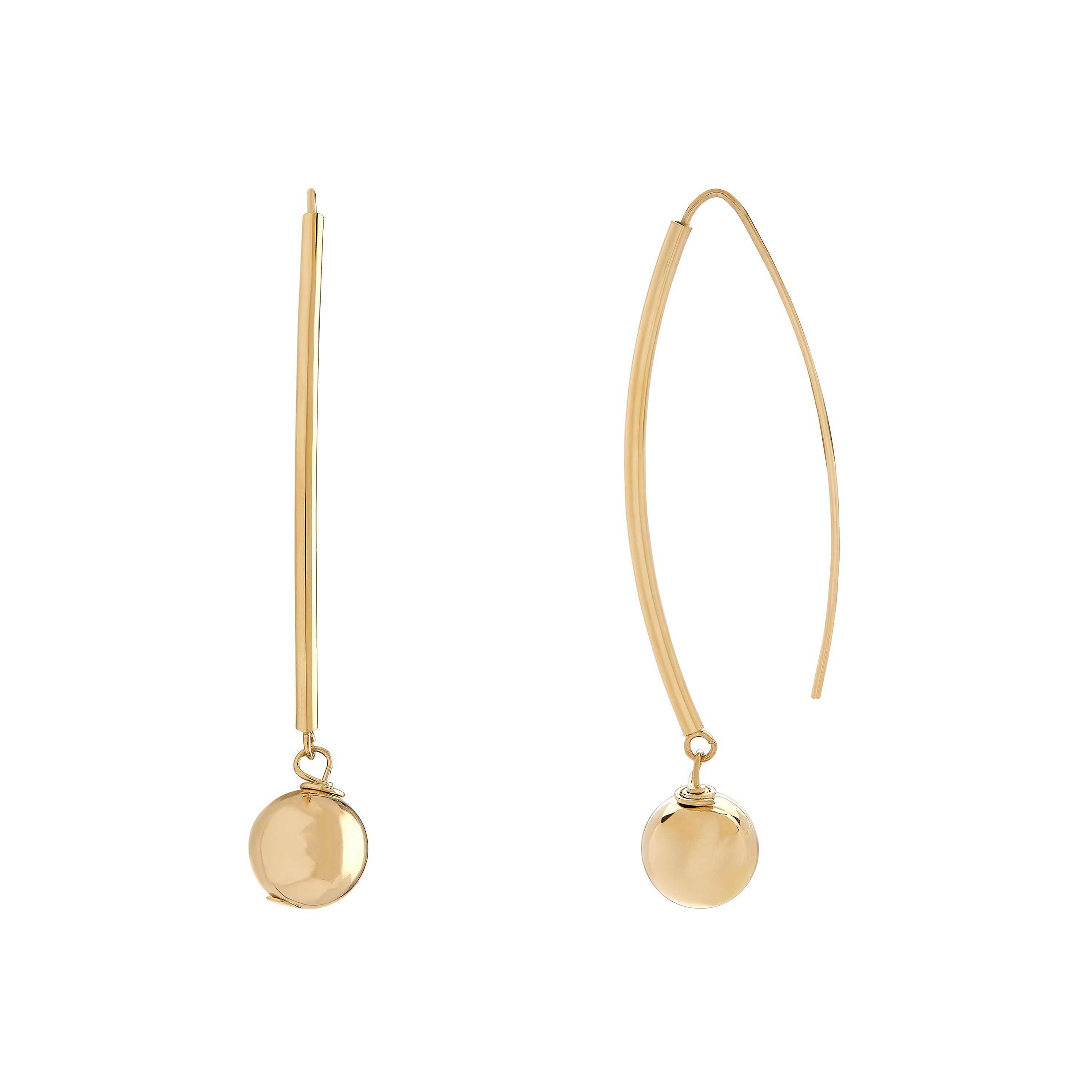 14K Yellow Gold Tube Sheild Earring