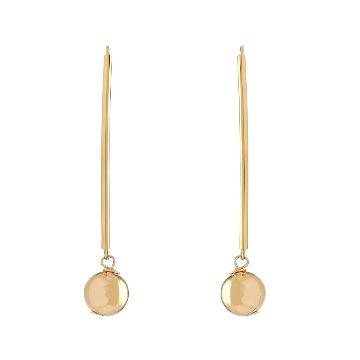 14K Yellow Gold Tube Sheild Earring