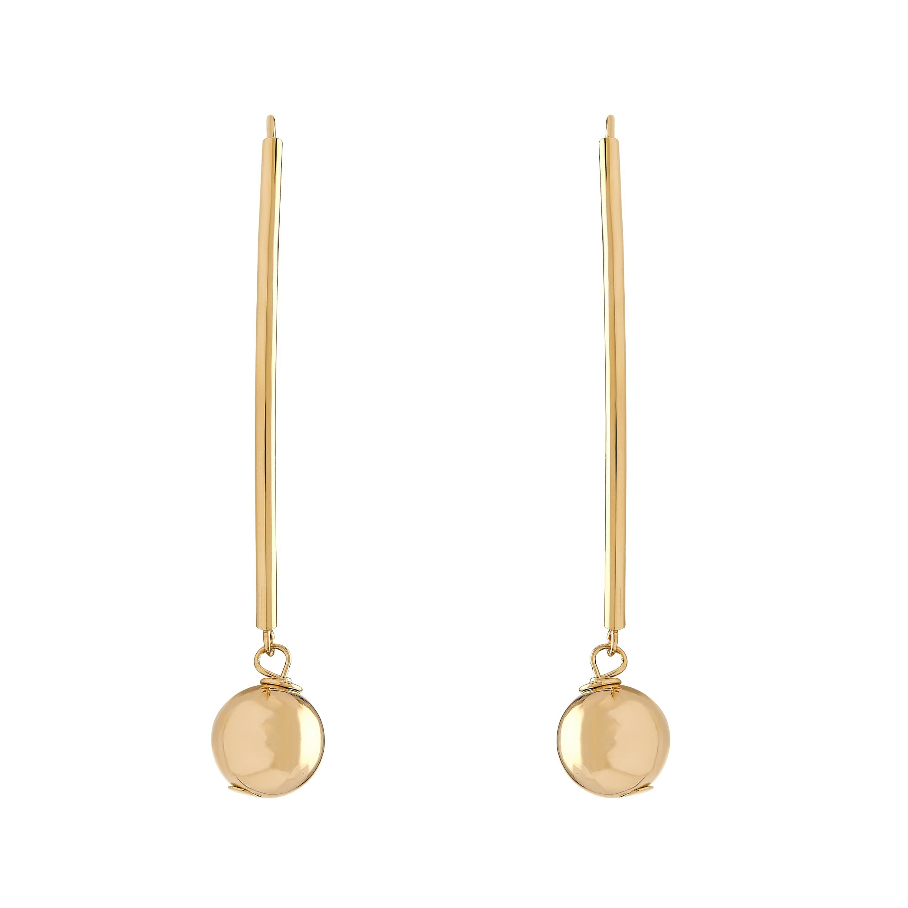 14K Yellow Gold Tube Sheild Earring