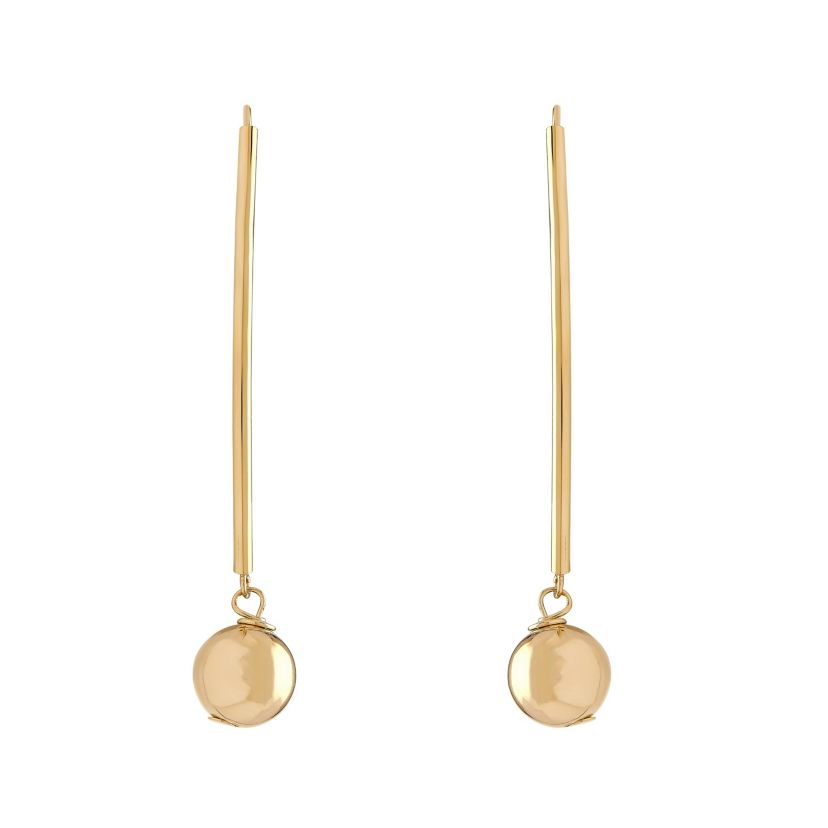 14K Yellow Gold Tube Sheild Earring