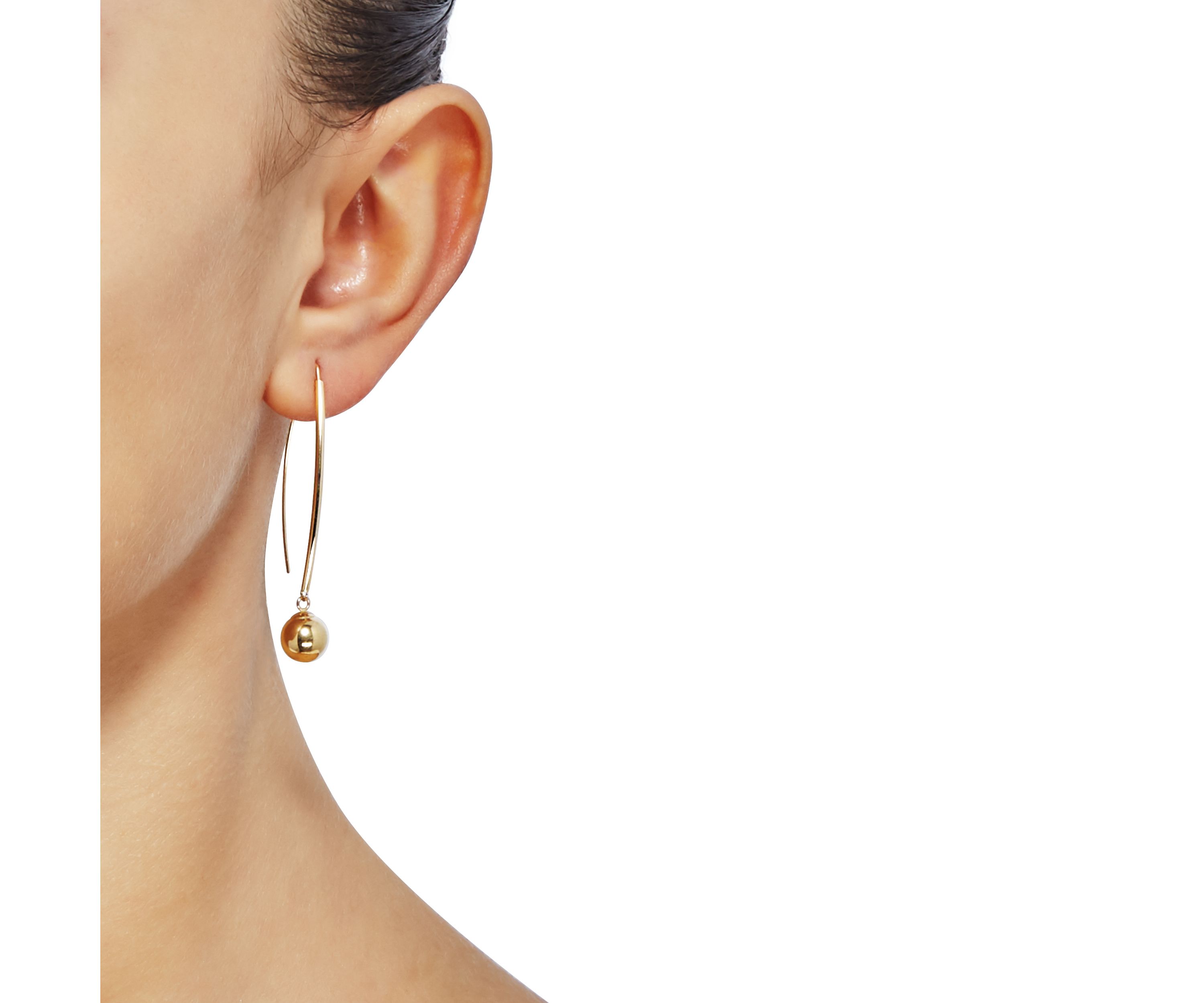 14K Yellow Gold Tube Sheild Earring