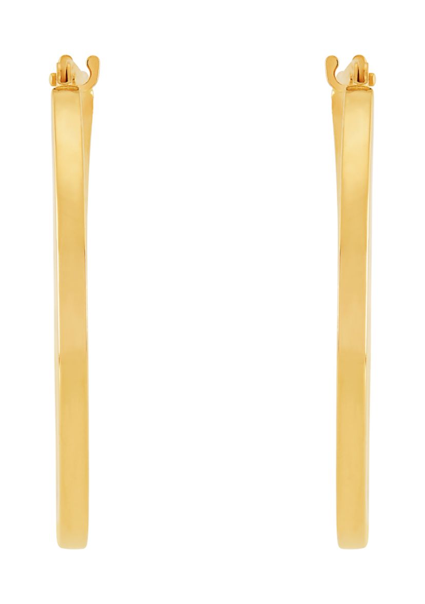 Square Tube Hoop Earrings in 14K Yellow Gold