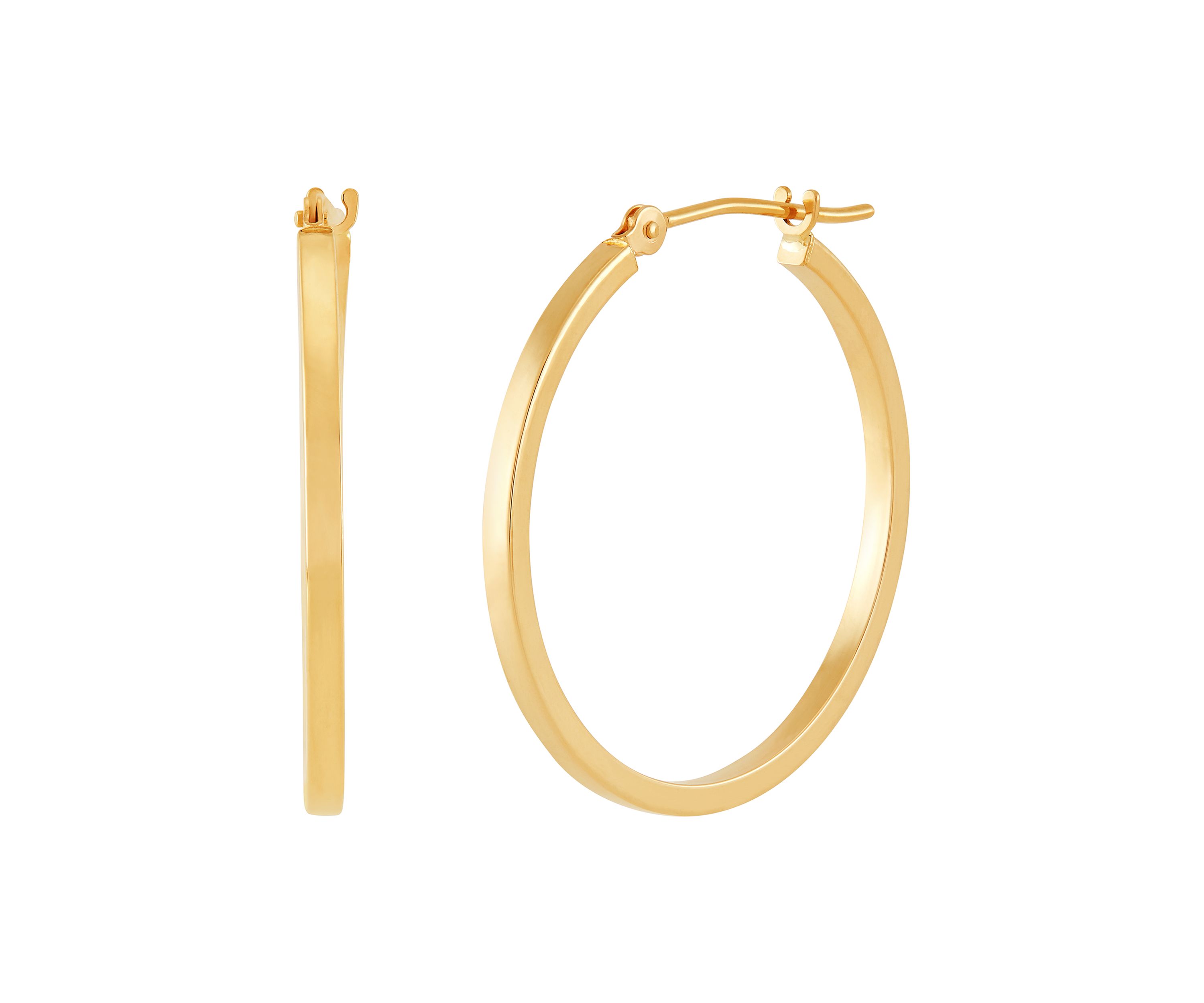 Square Tube Hoop Earrings in 14K Yellow Gold