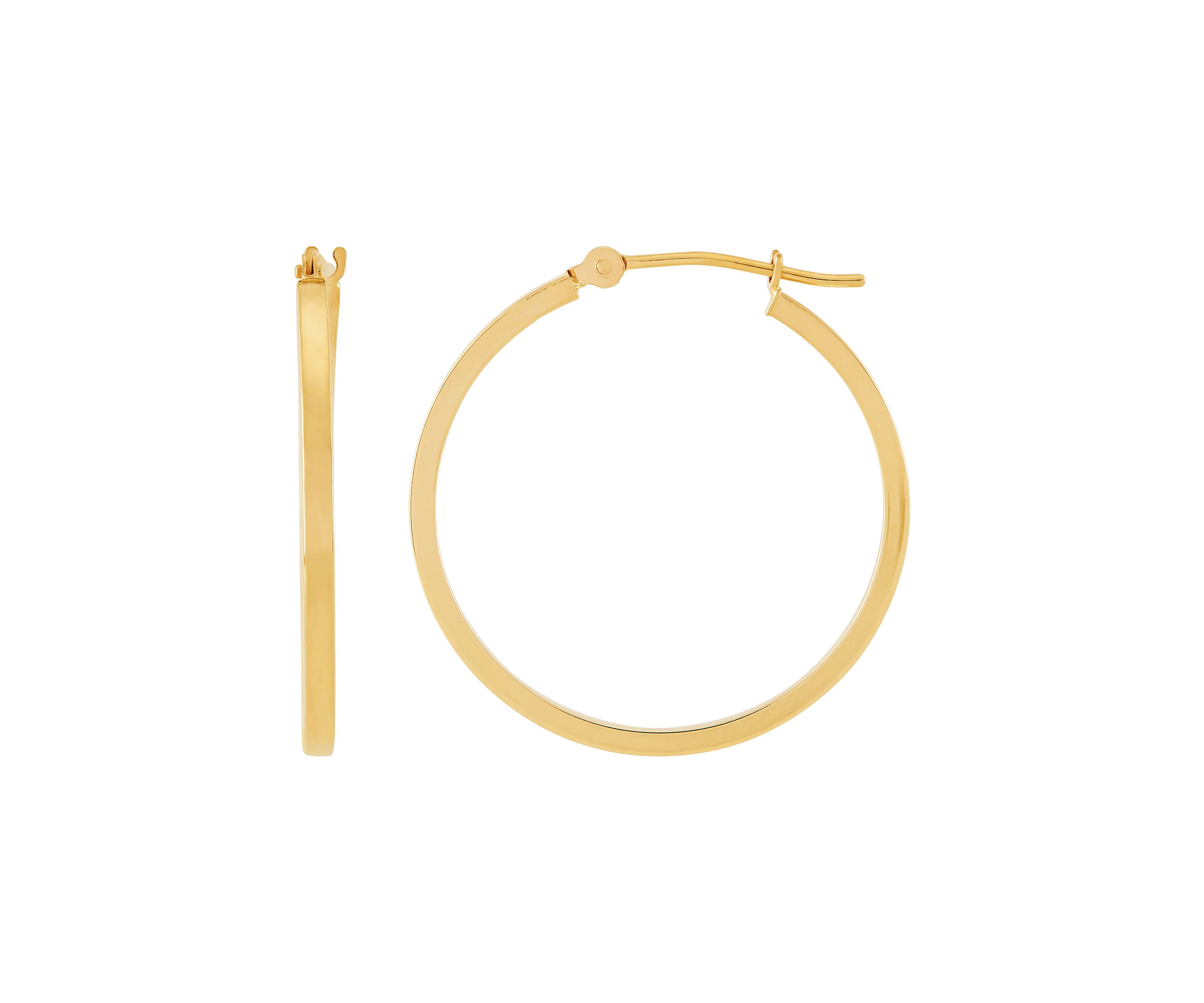 Square Tube Hoop Earrings in 14K Yellow Gold