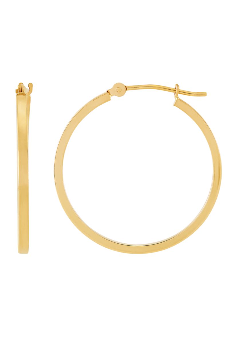 Square Tube Hoop Earrings in 14K Yellow Gold