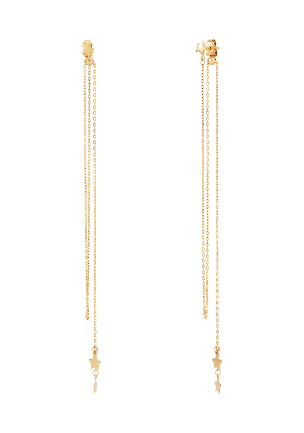 Climber Drop Star Earrings in 14K Yellow Gold
