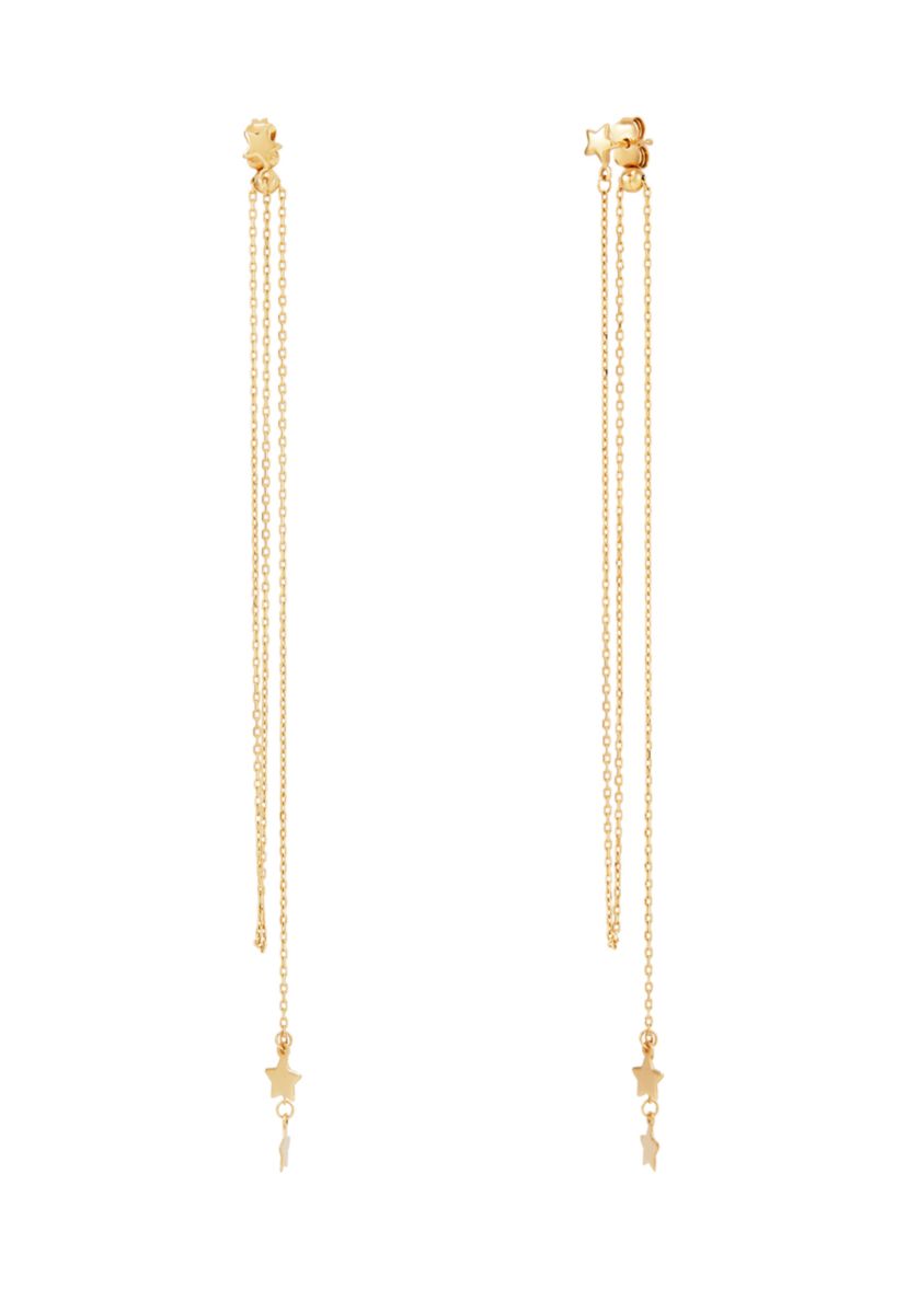 Climber Drop Star Earrings in 14K Yellow Gold