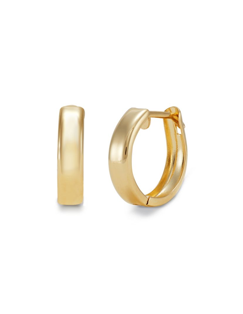 14K White Gold Round Huggies