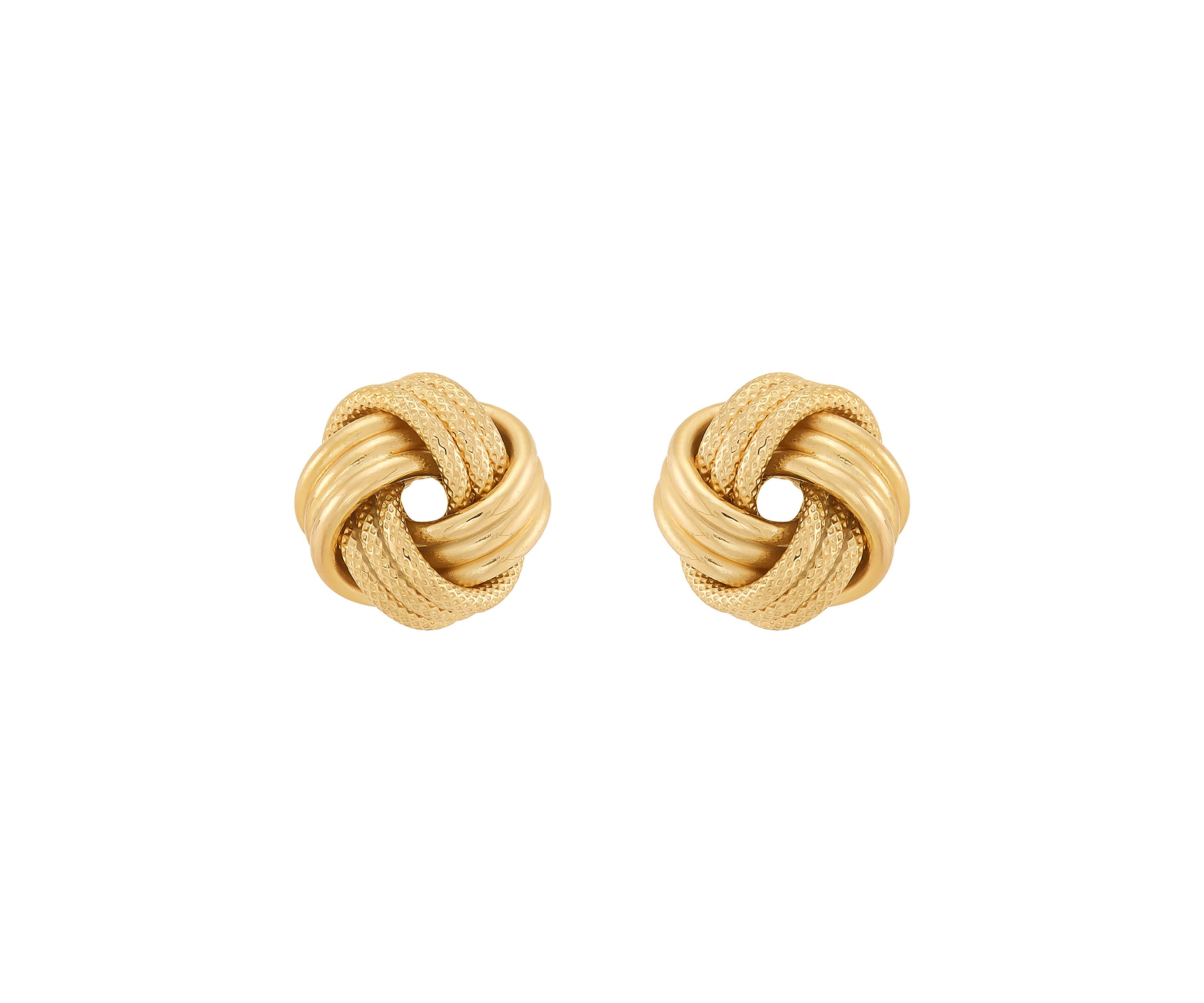 Swirl Love Knot Stud Earrings in 14K Yellow Gold