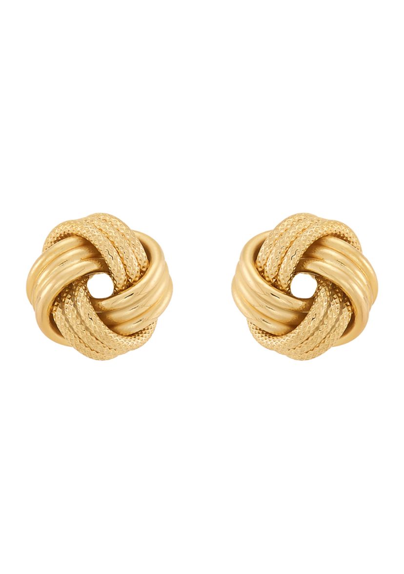 Swirl Love Knot Stud Earrings in 14K Yellow Gold