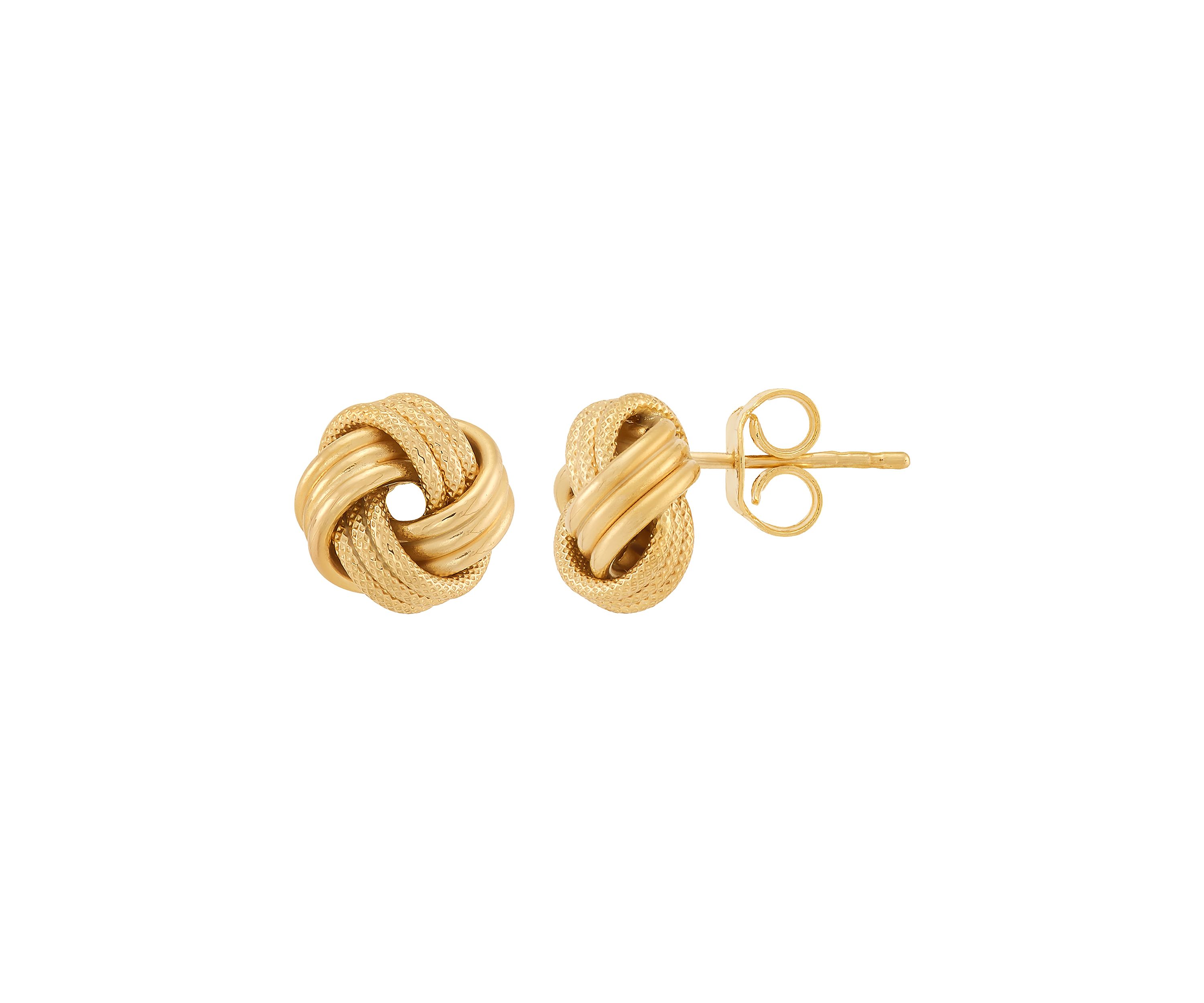 Swirl Love Knot Stud Earrings in 14K Yellow Gold
