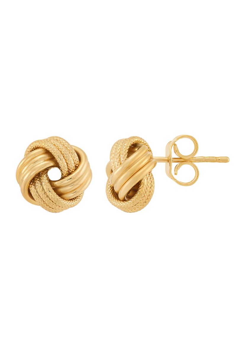 Swirl Love Knot Stud Earrings in 14K Yellow Gold