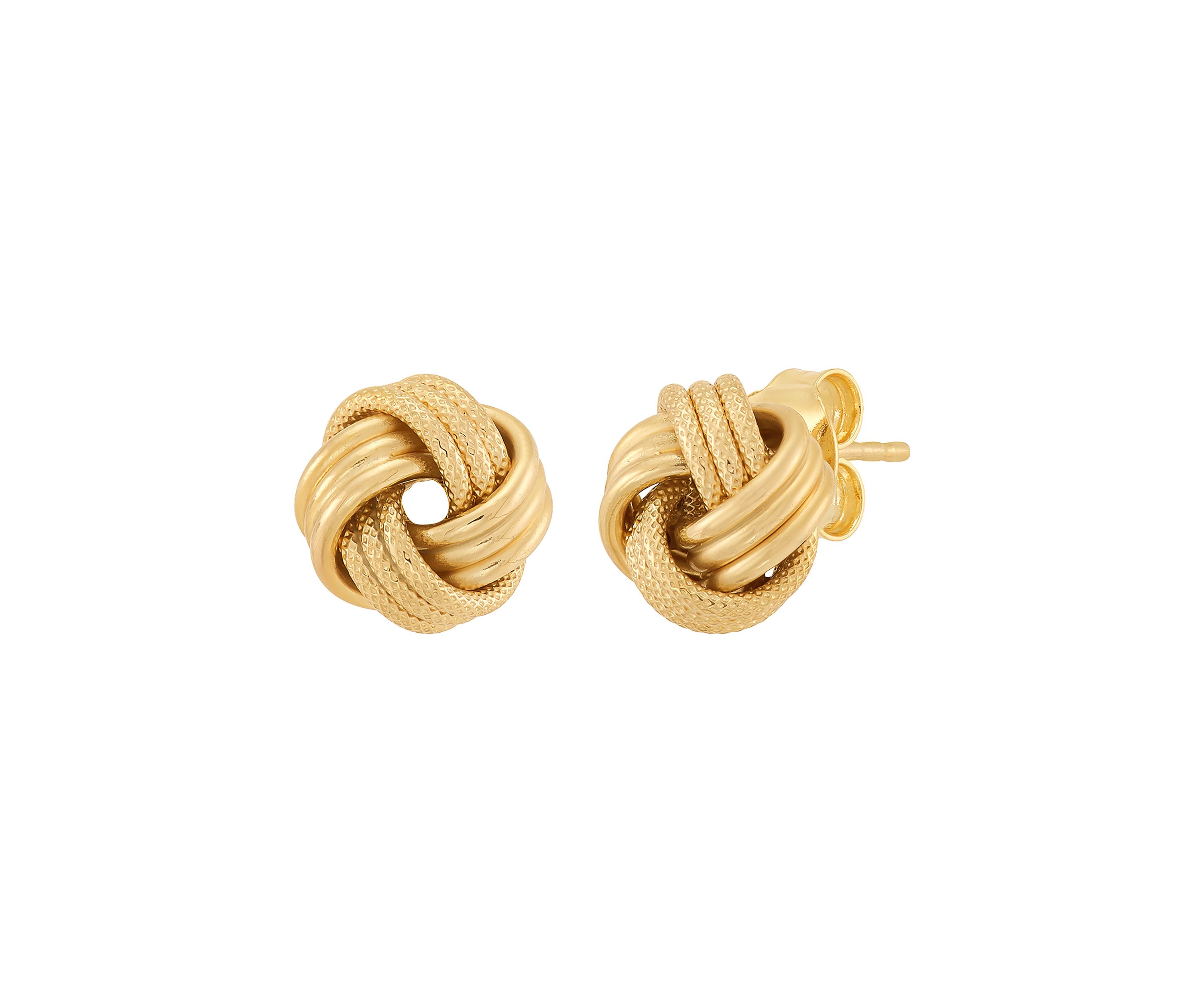 Swirl Love Knot Stud Earrings in 14K Yellow Gold