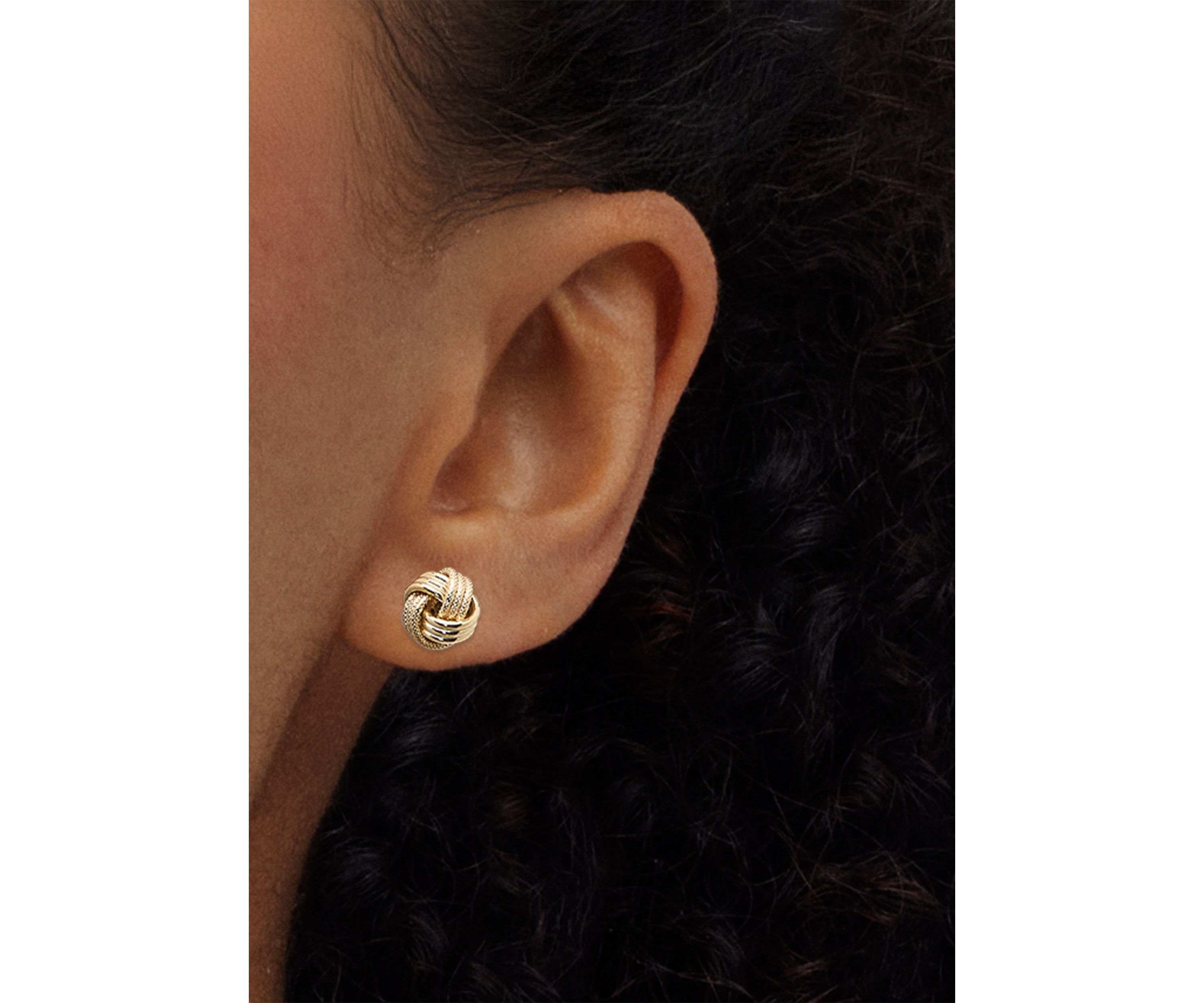 Swirl Love Knot Stud Earrings in 14K Yellow Gold