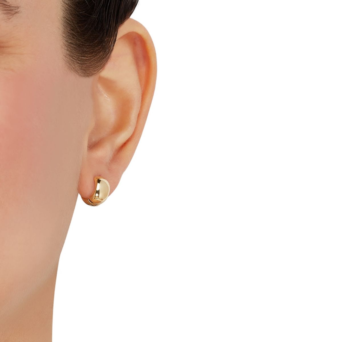 14K Yellow Gold Huggie Hoop