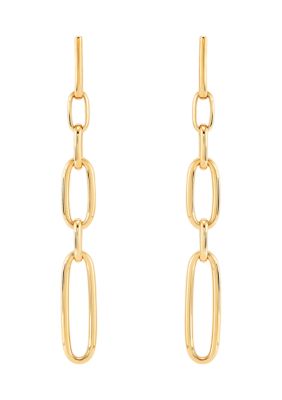 Belk & Co Hollow Grad Oval Link Drop Earrings In 14K Yellow Gold