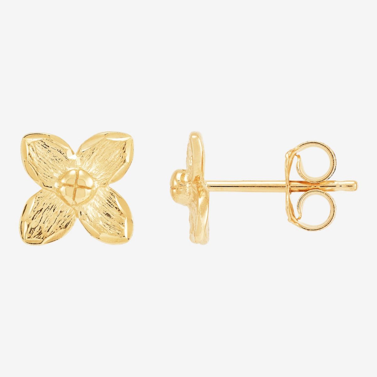 14K Yellow Gold Flower Stud Earrings