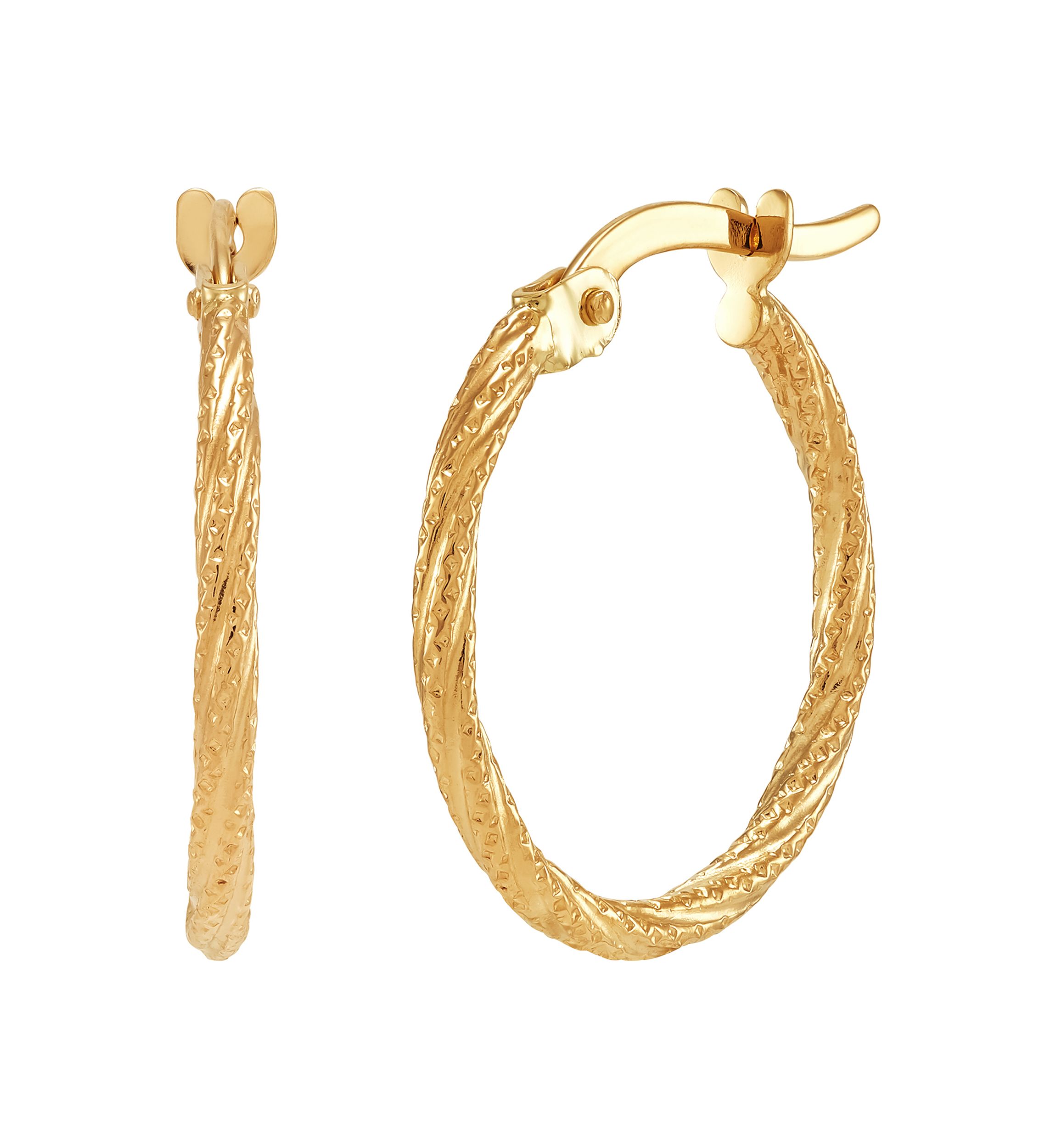 16 Millimeter Twist Tube Hoop Earrings in 14K Yellow Gold