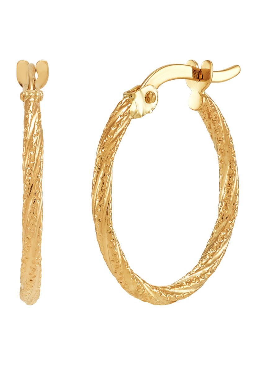 16 Millimeter Twist Tube Hoop Earrings in 14K Yellow Gold