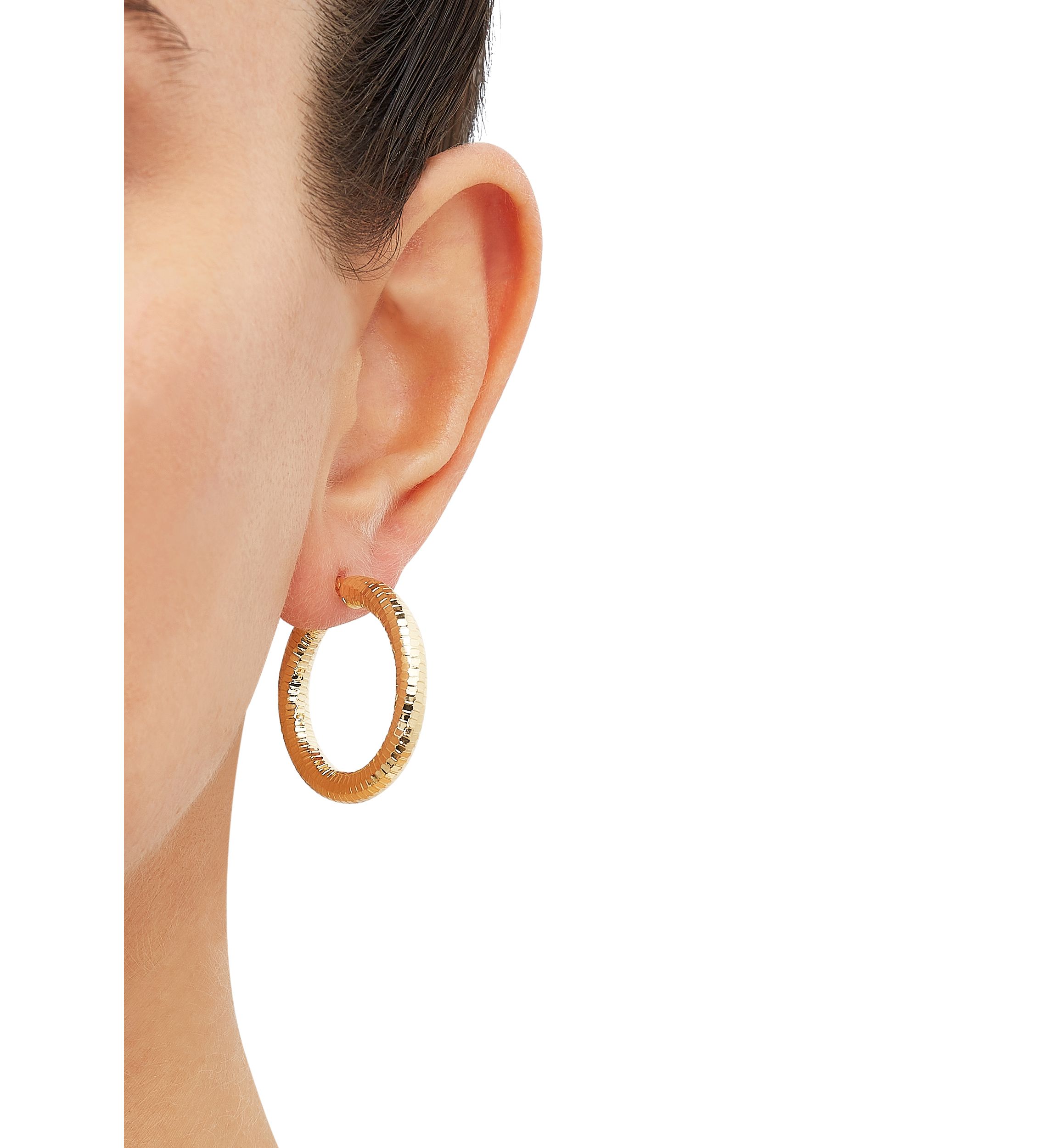 4 x 28 Millimeter Tube Hoop Earrings in 14K Yellow Gold