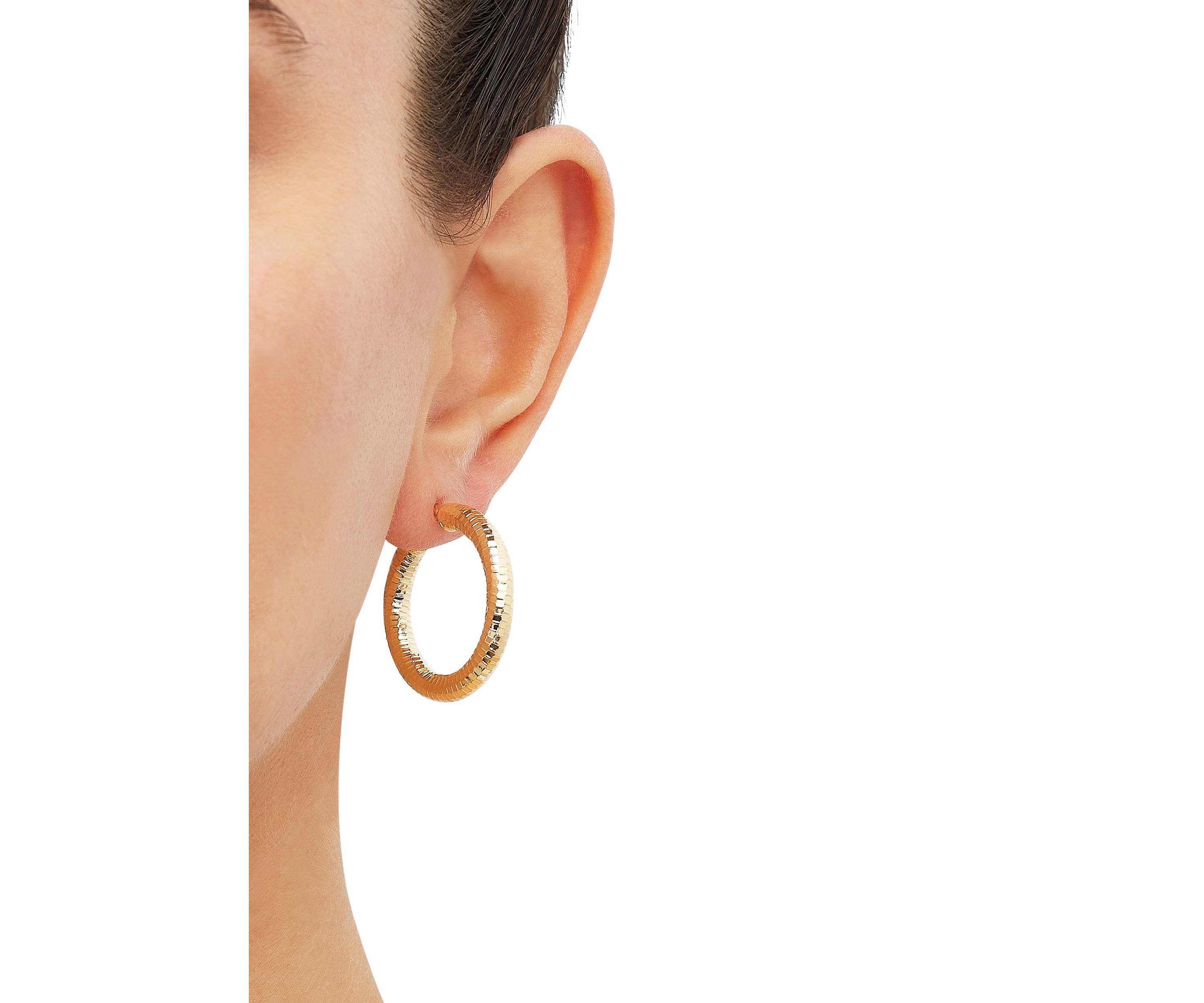 4 x 28 Millimeter Tube Hoop Earrings in 14K Yellow Gold