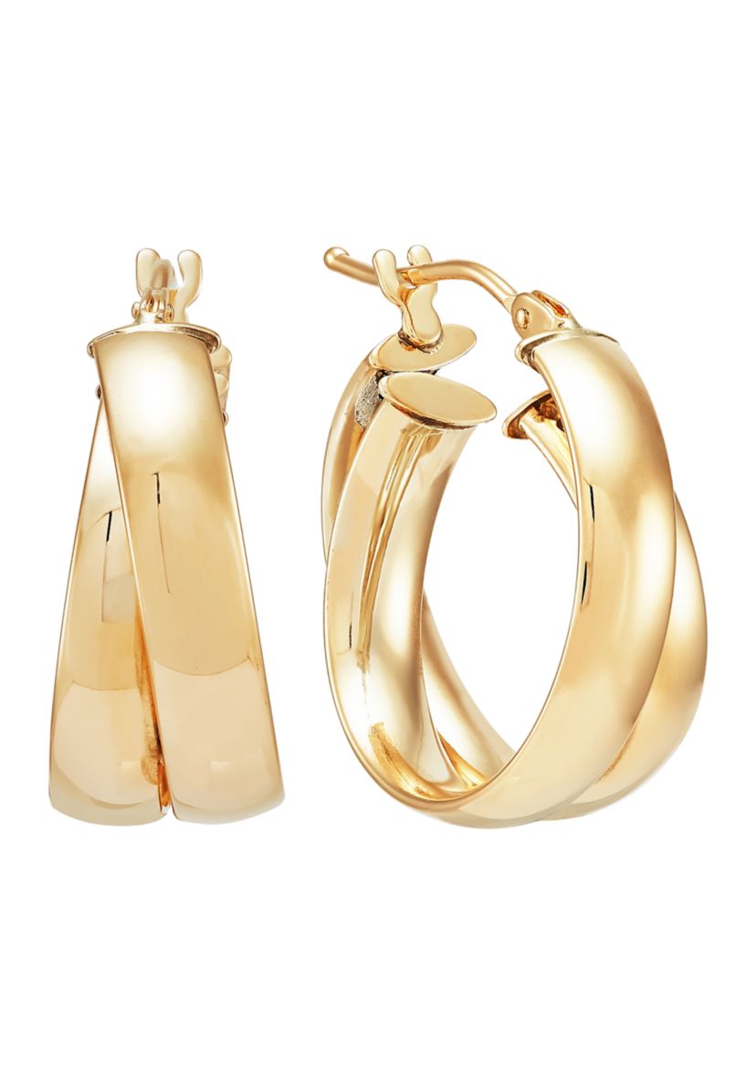 15 Millimeter Bold Double Hoop Earrings in 14K Yellow Gold