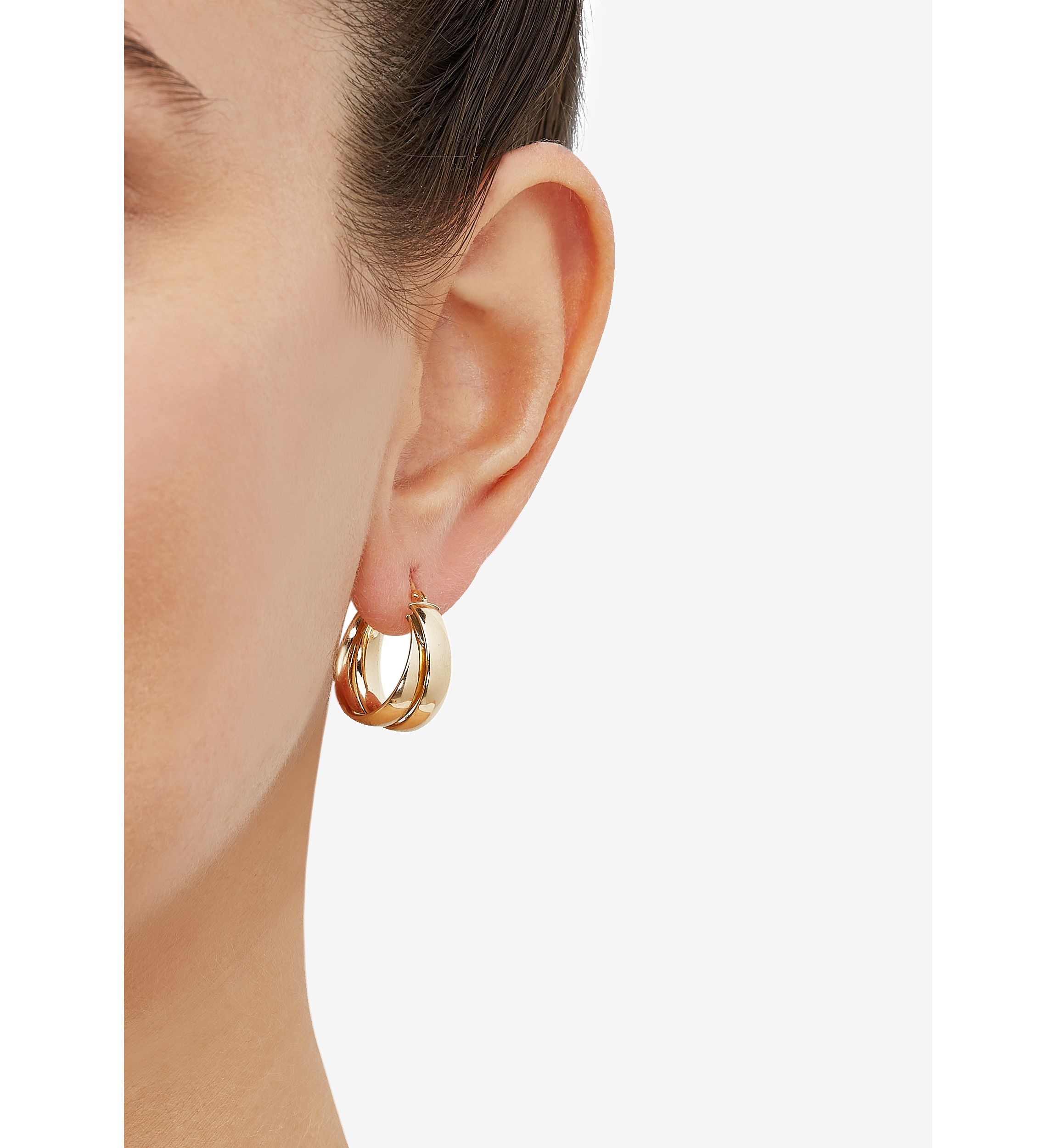 15 Millimeter Bold Double Hoop Earrings in 14K Yellow Gold