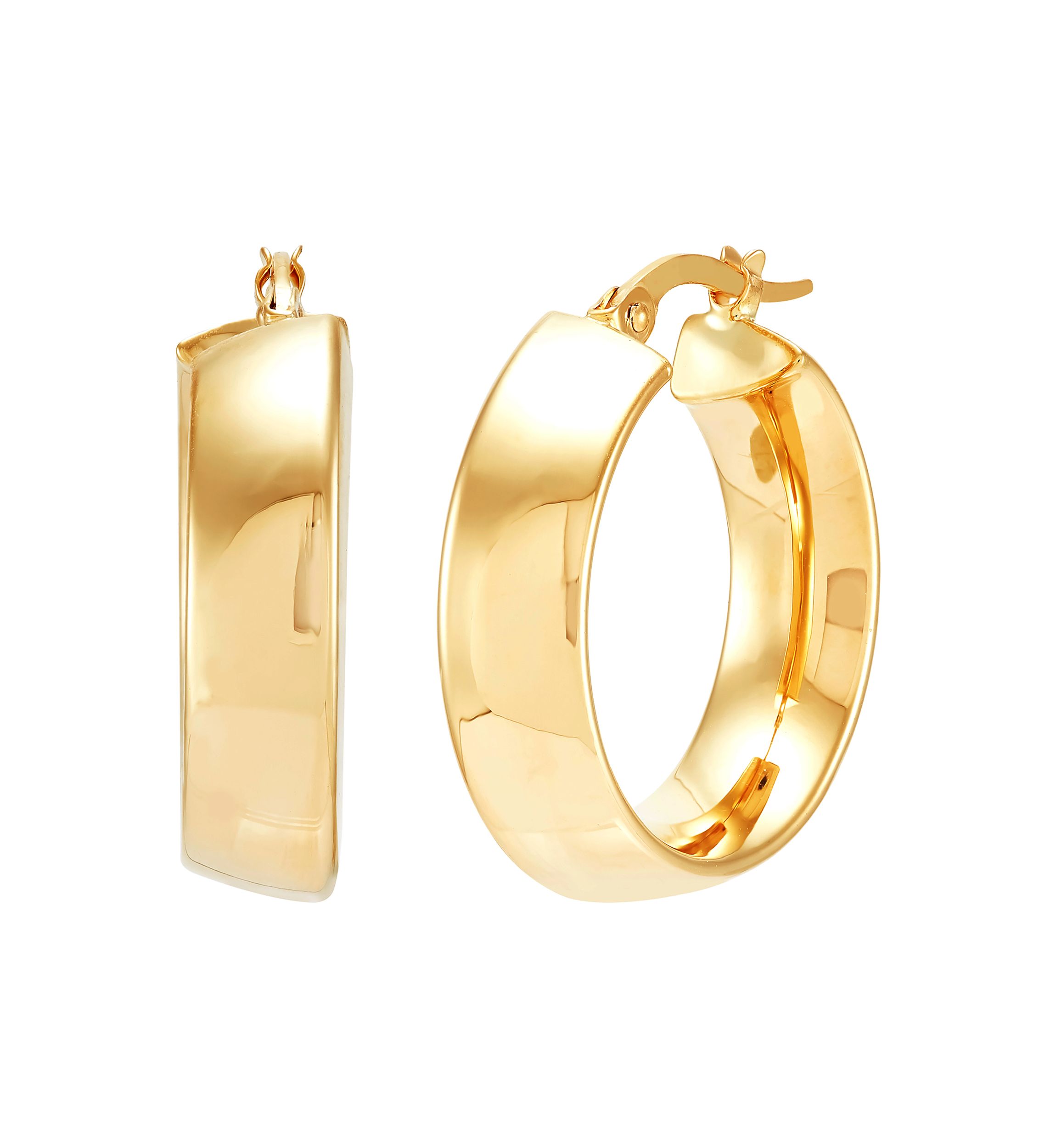 6 x 15 Millimeter Tube Hoop Earrings in 14K Yellow Gold