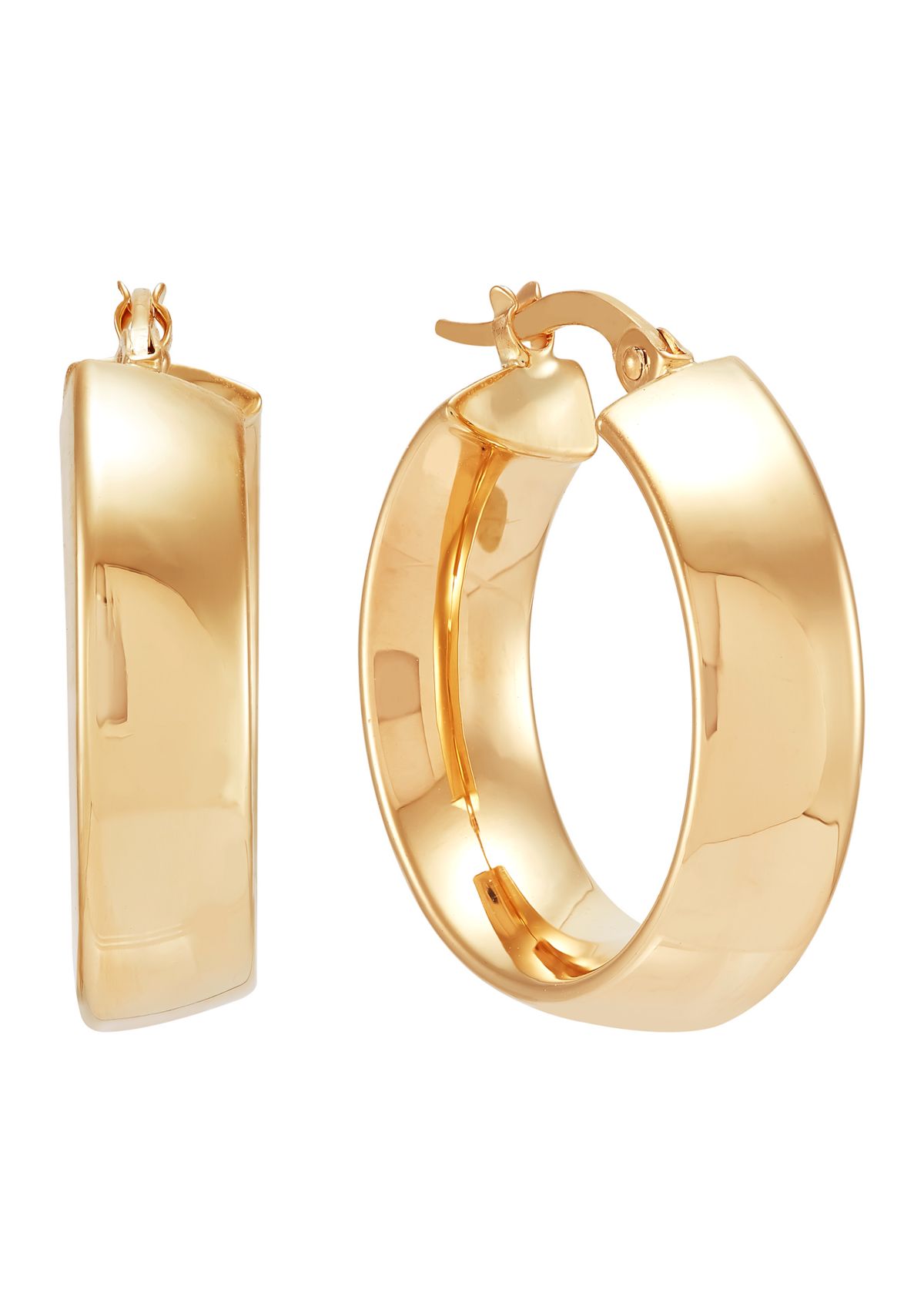 6 x 15 Millimeter Tube Hoop Earrings in 14K Yellow Gold