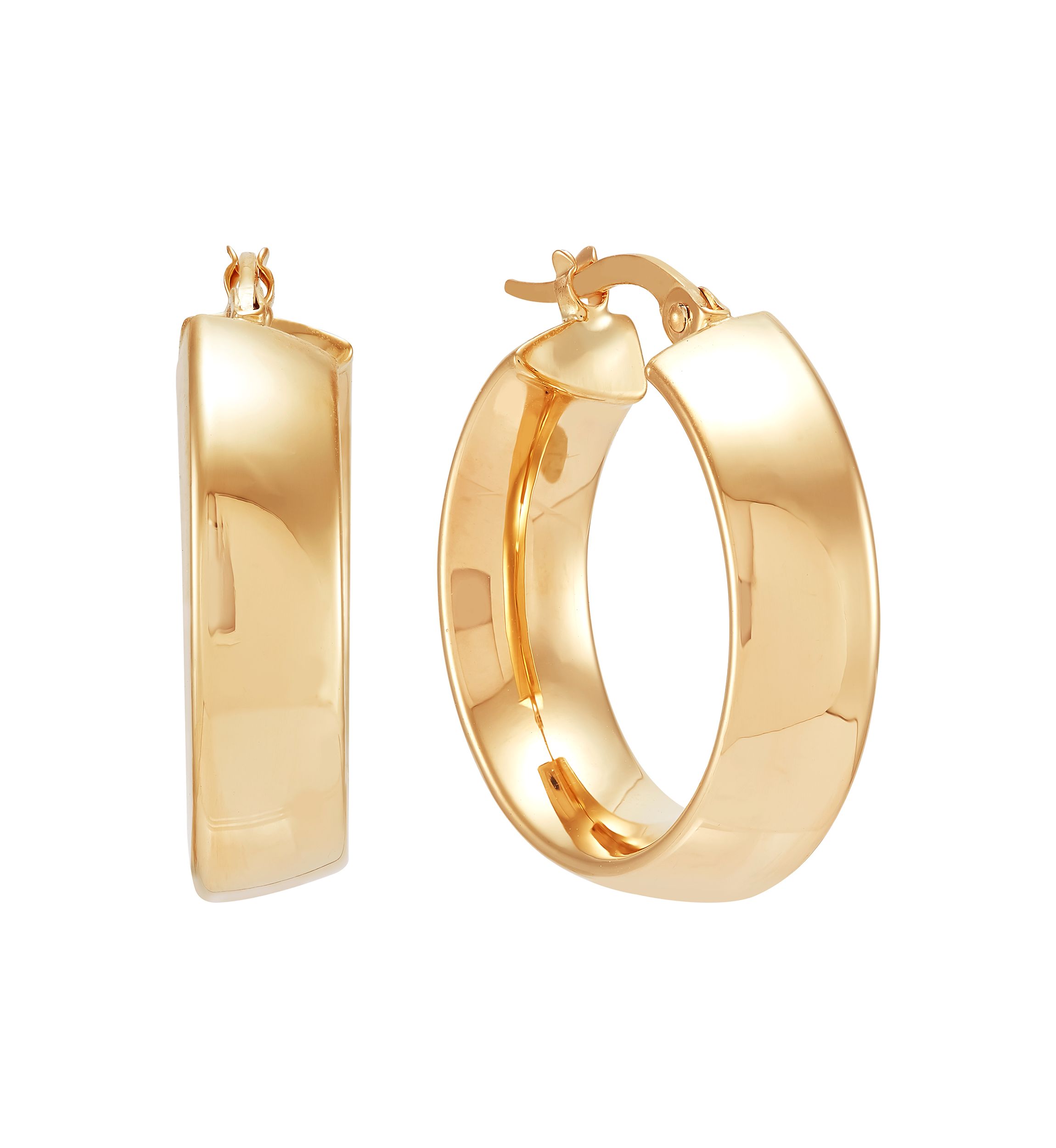 6 x 15 Millimeter Tube Hoop Earrings in 14K Yellow Gold