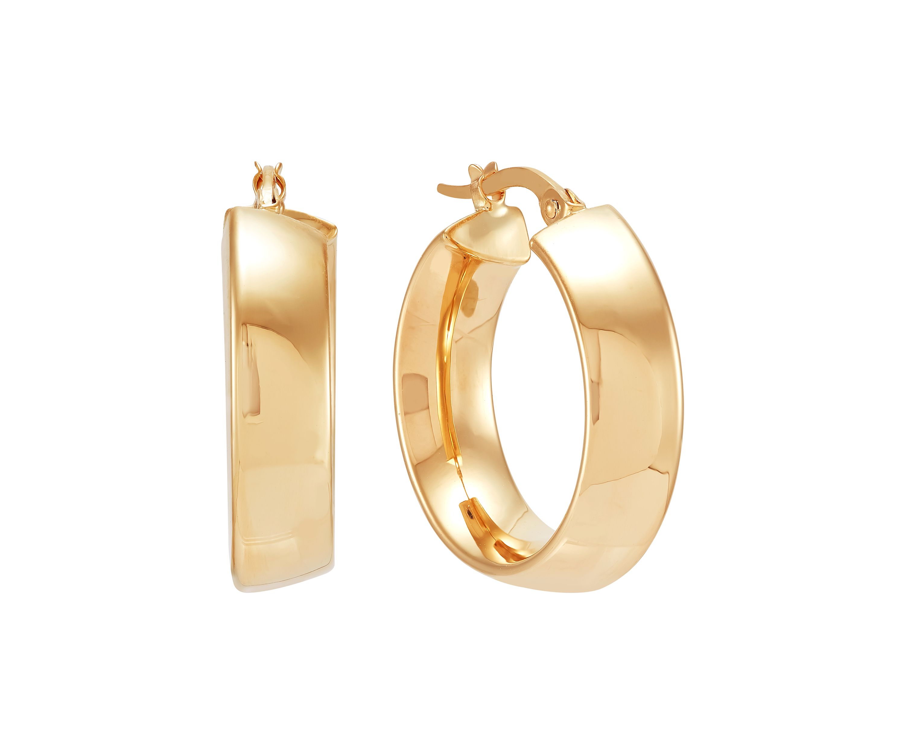 6 x 15 Millimeter Tube Hoop Earrings in 14K Yellow Gold