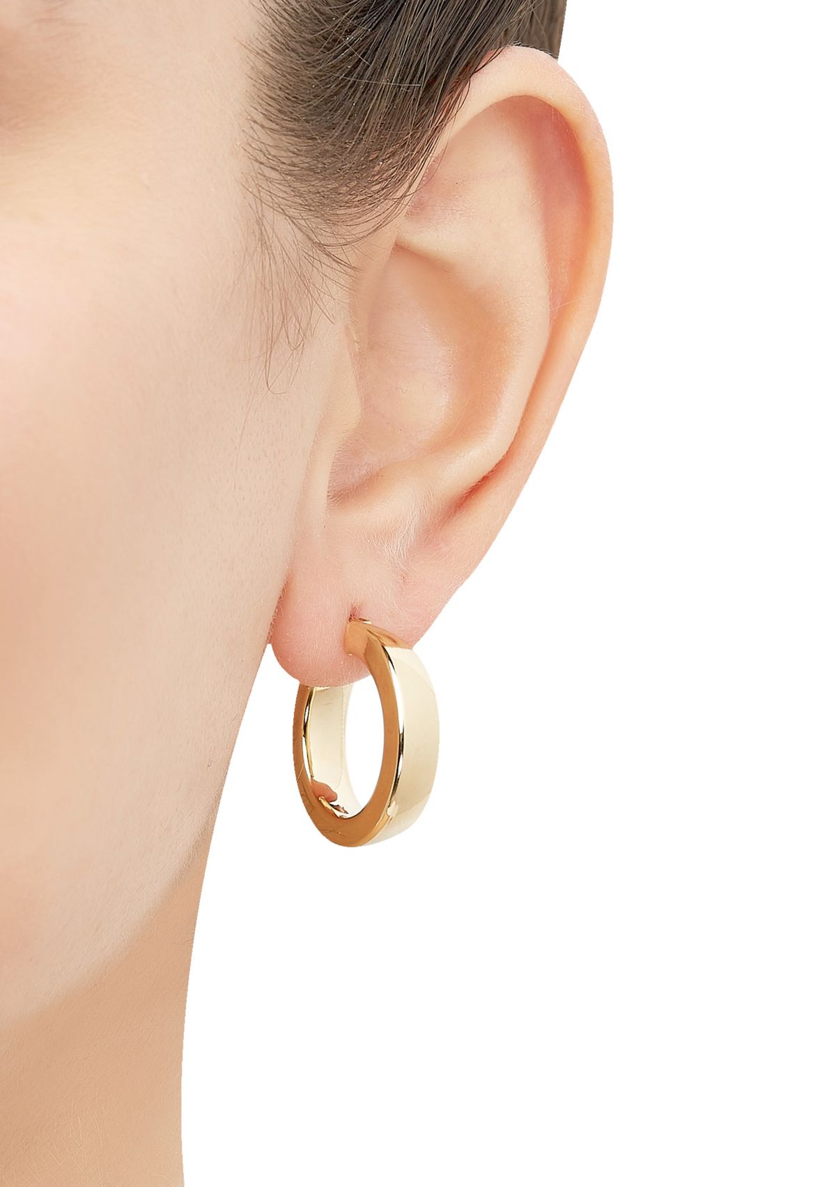 6 x 15 Millimeter Tube Hoop Earrings in 14K Yellow Gold